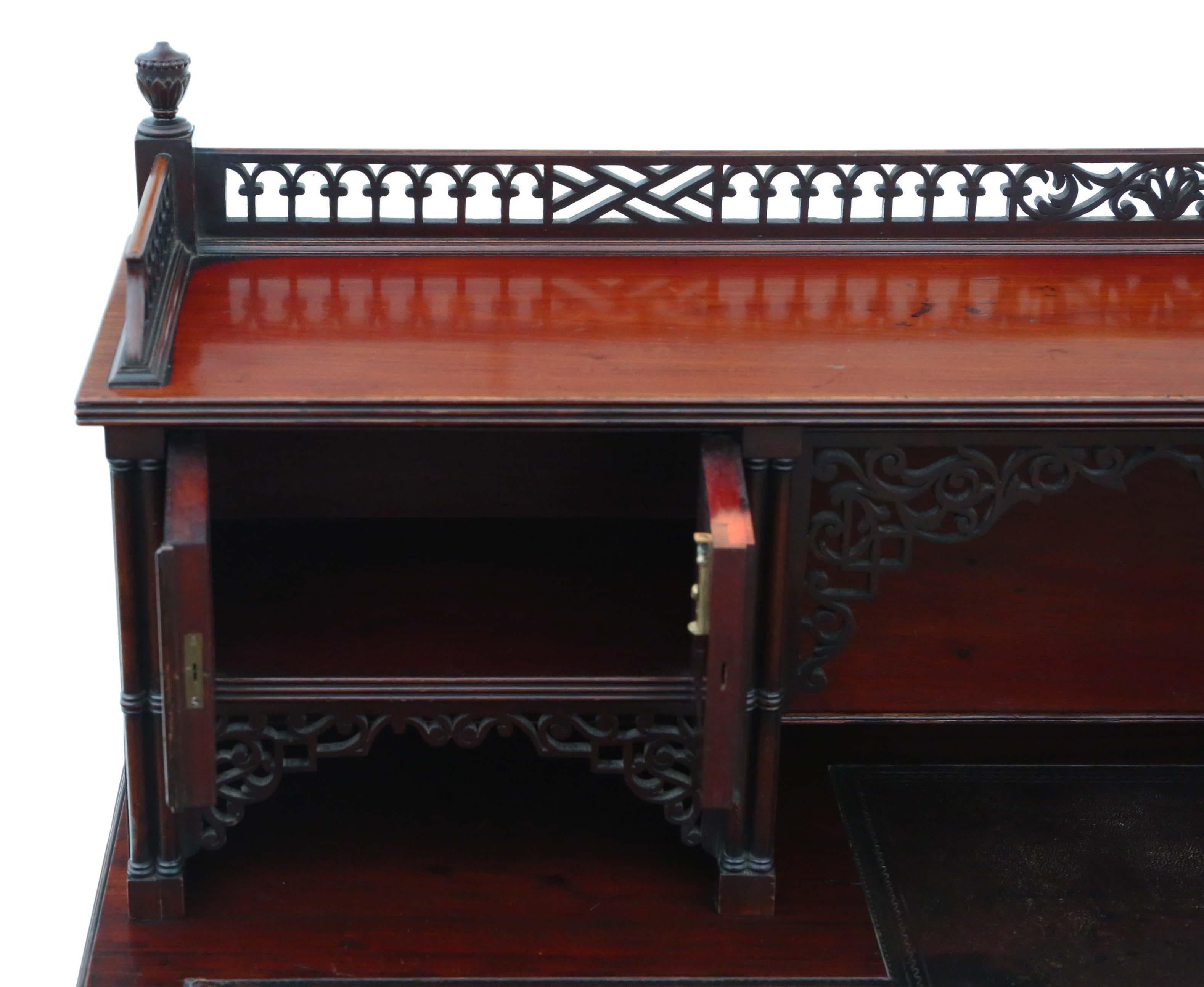 Antique Victorian Mahogany Twin Pedestal Desk Edwards & Roberts For Sale 6