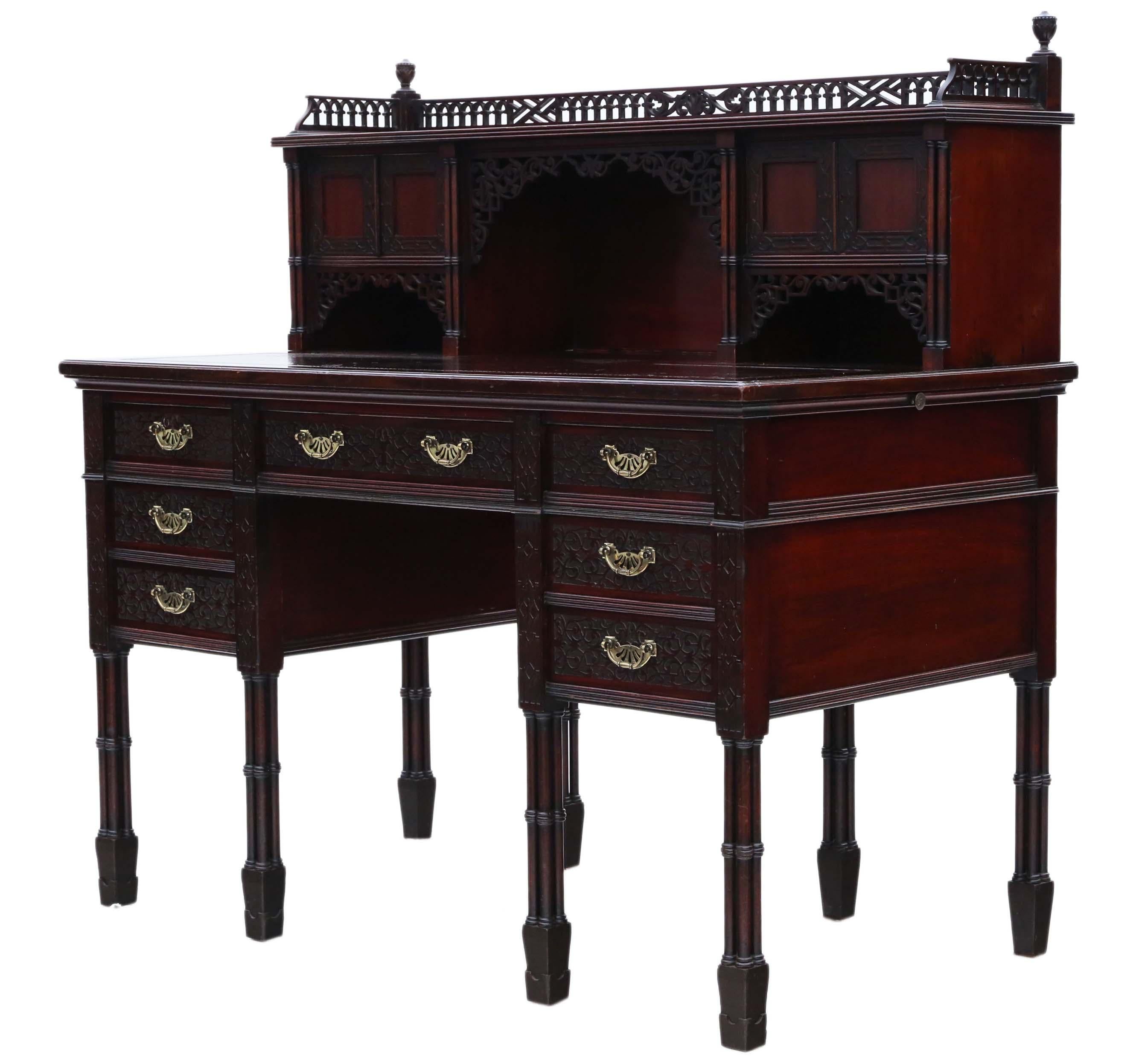 Antique Victorian Mahogany Twin Pedestal Desk Edwards & Roberts For Sale 8
