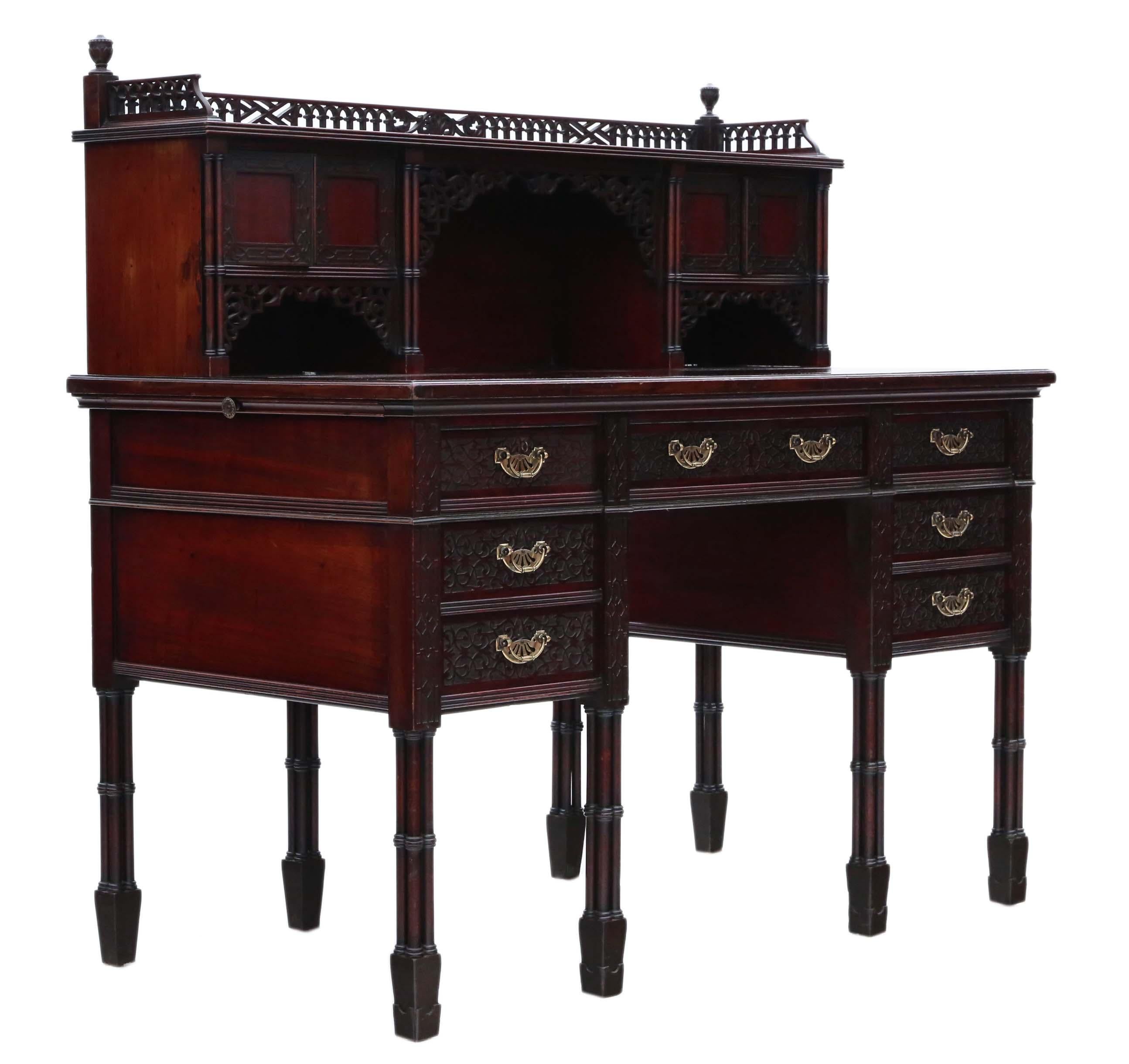 Antique Victorian Mahogany Twin Pedestal Desk Edwards & Roberts For Sale 9