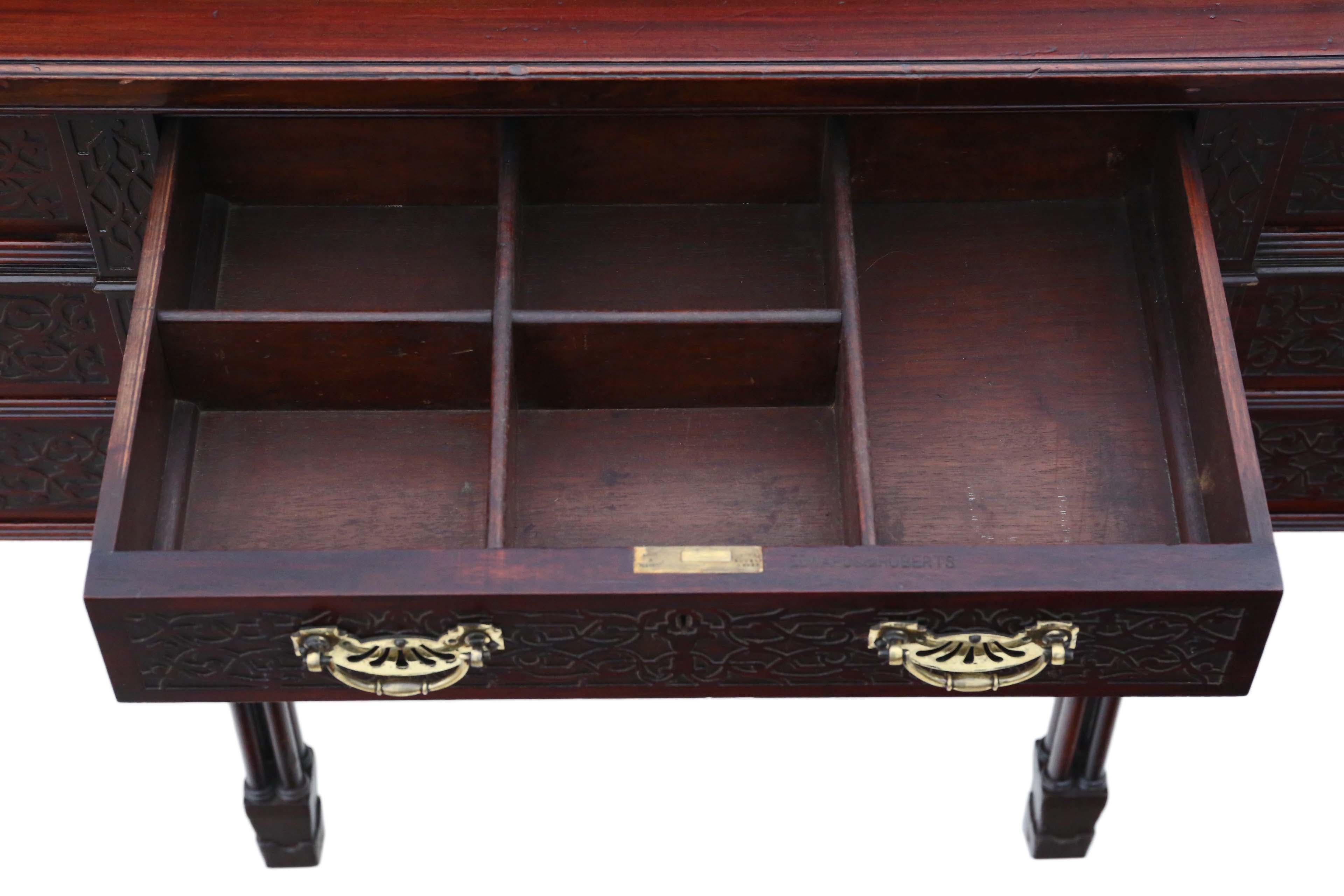 Antique Victorian Mahogany Twin Pedestal Desk Edwards & Roberts For Sale 10