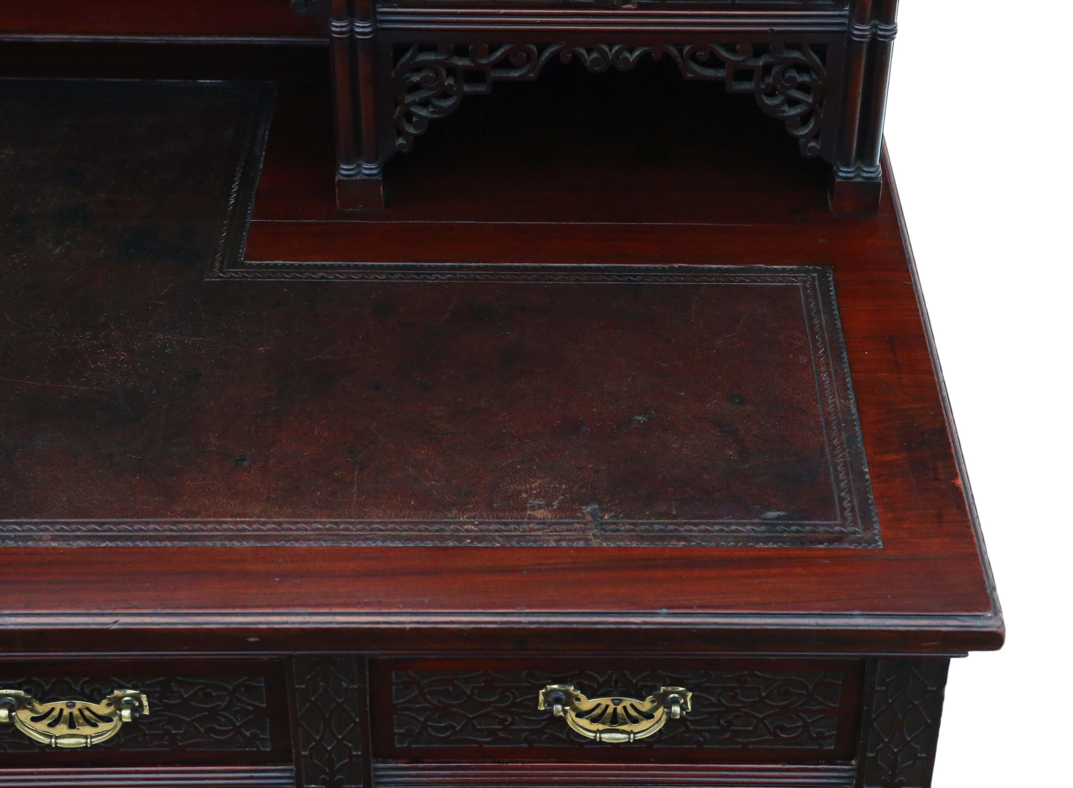 Wood Antique Victorian Mahogany Twin Pedestal Desk Edwards & Roberts For Sale