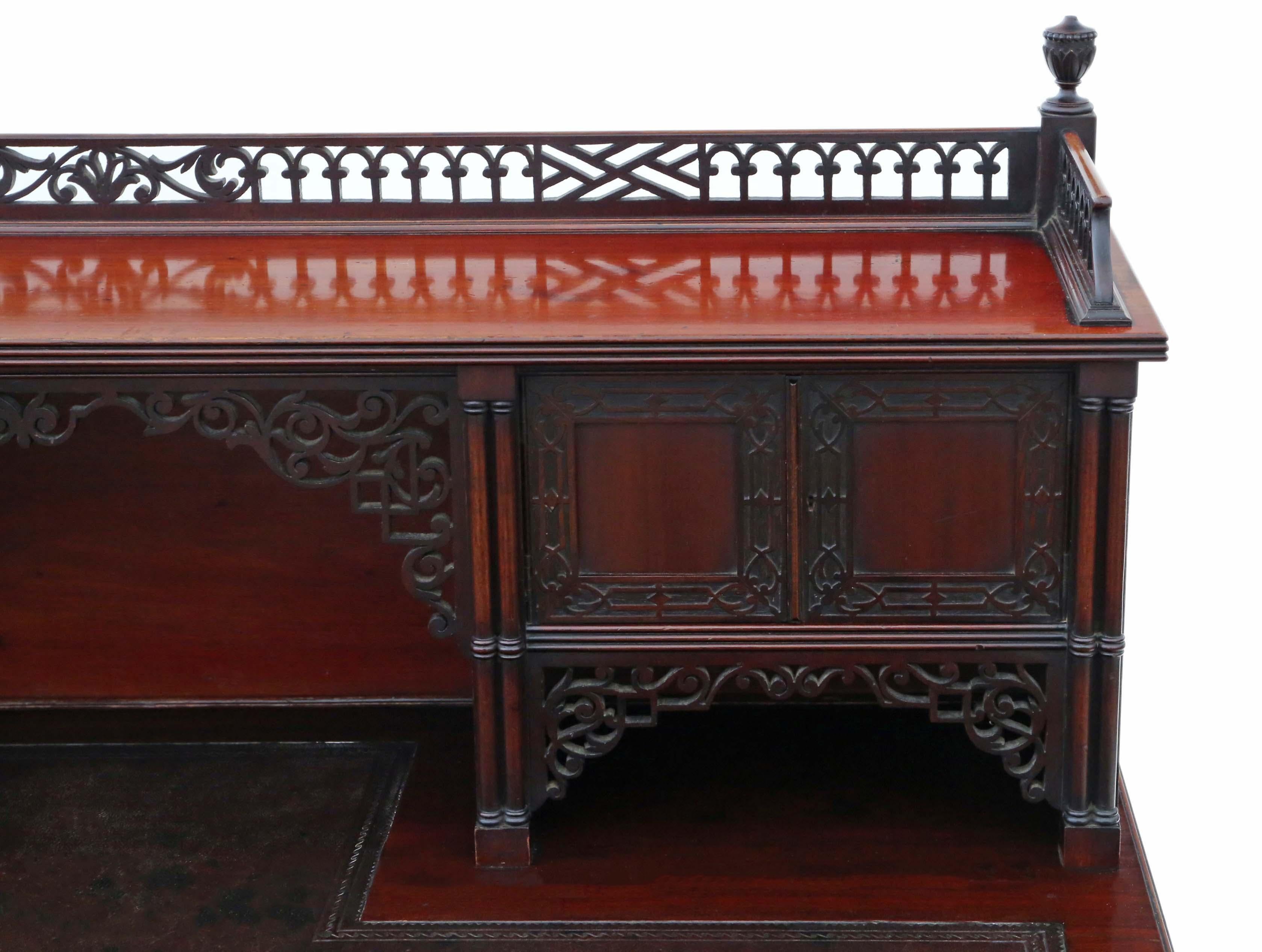 Antique Victorian Mahogany Twin Pedestal Desk Edwards & Roberts For Sale 1