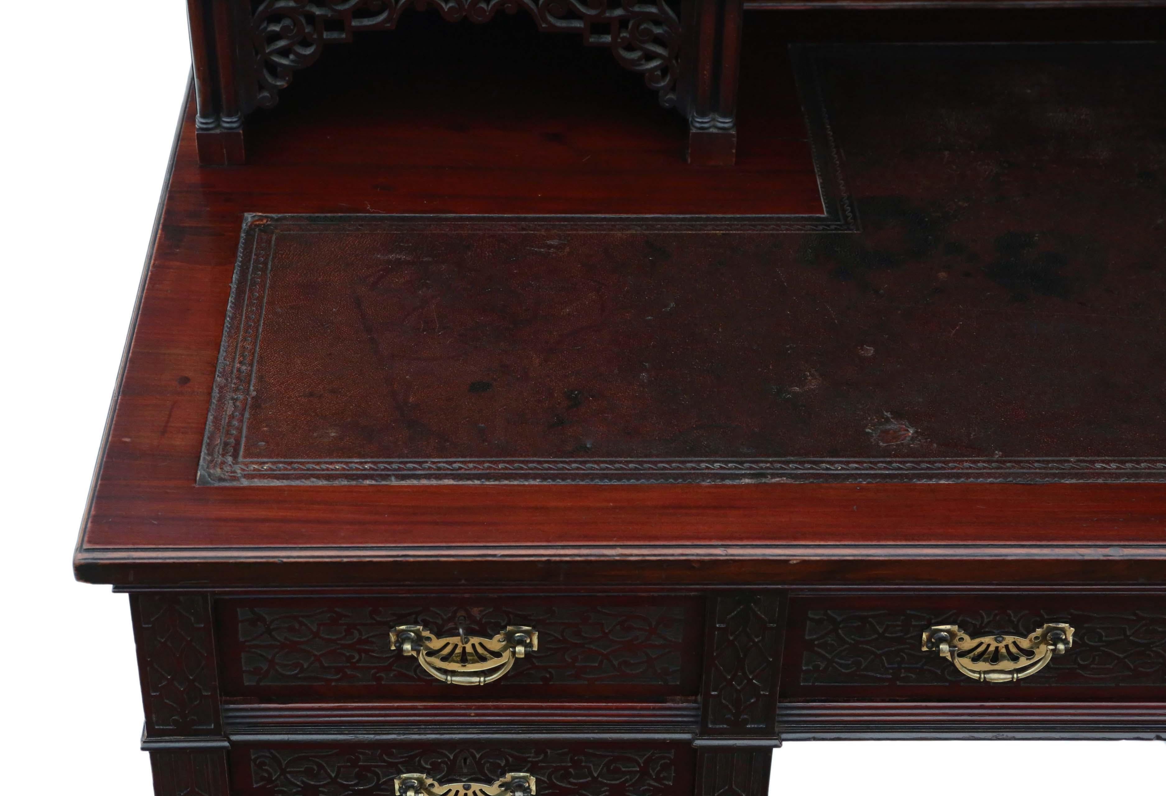 Antique Victorian Mahogany Twin Pedestal Desk Edwards & Roberts For Sale 2