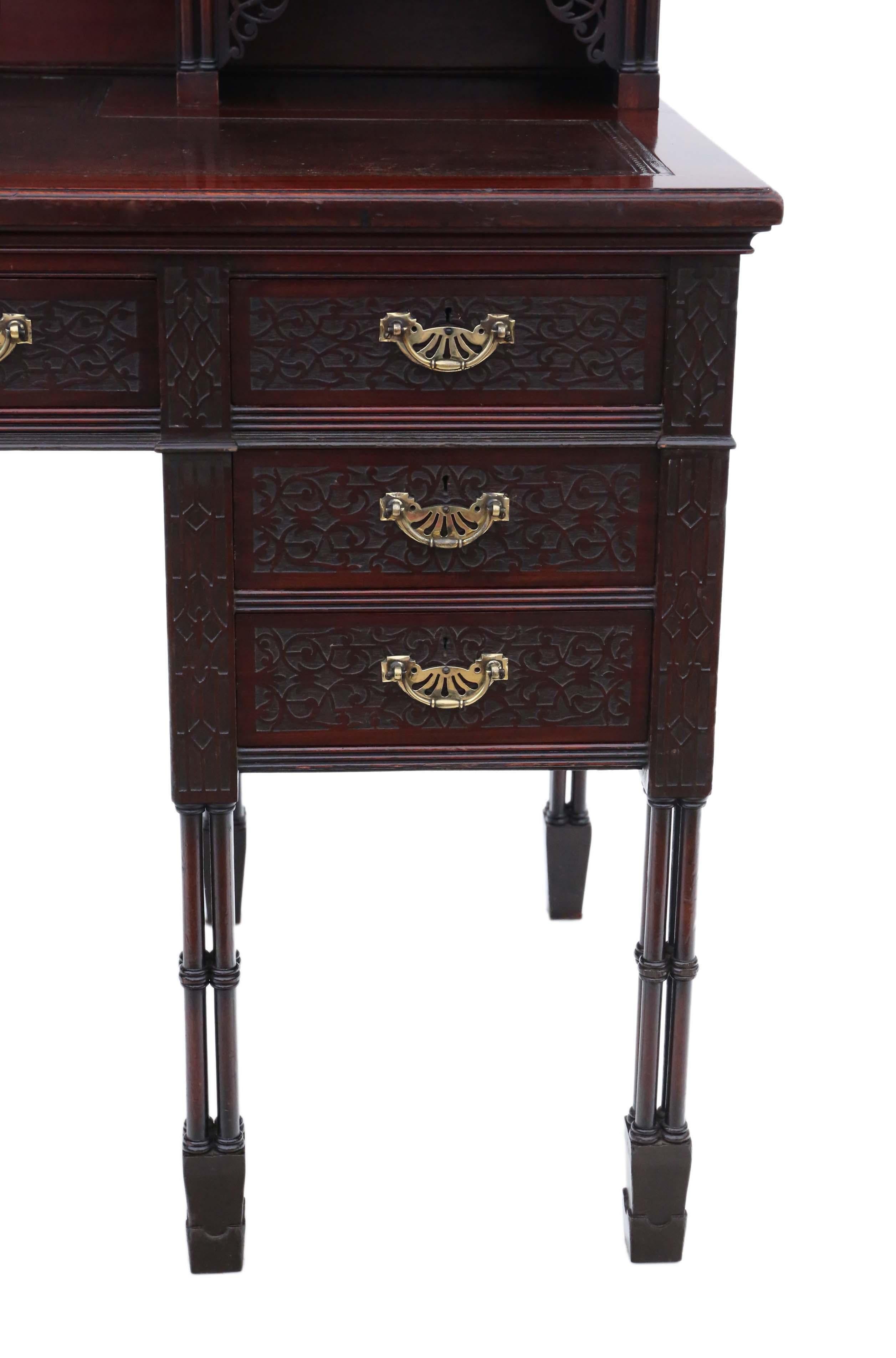 Antique Victorian Mahogany Twin Pedestal Desk Edwards & Roberts For Sale 3