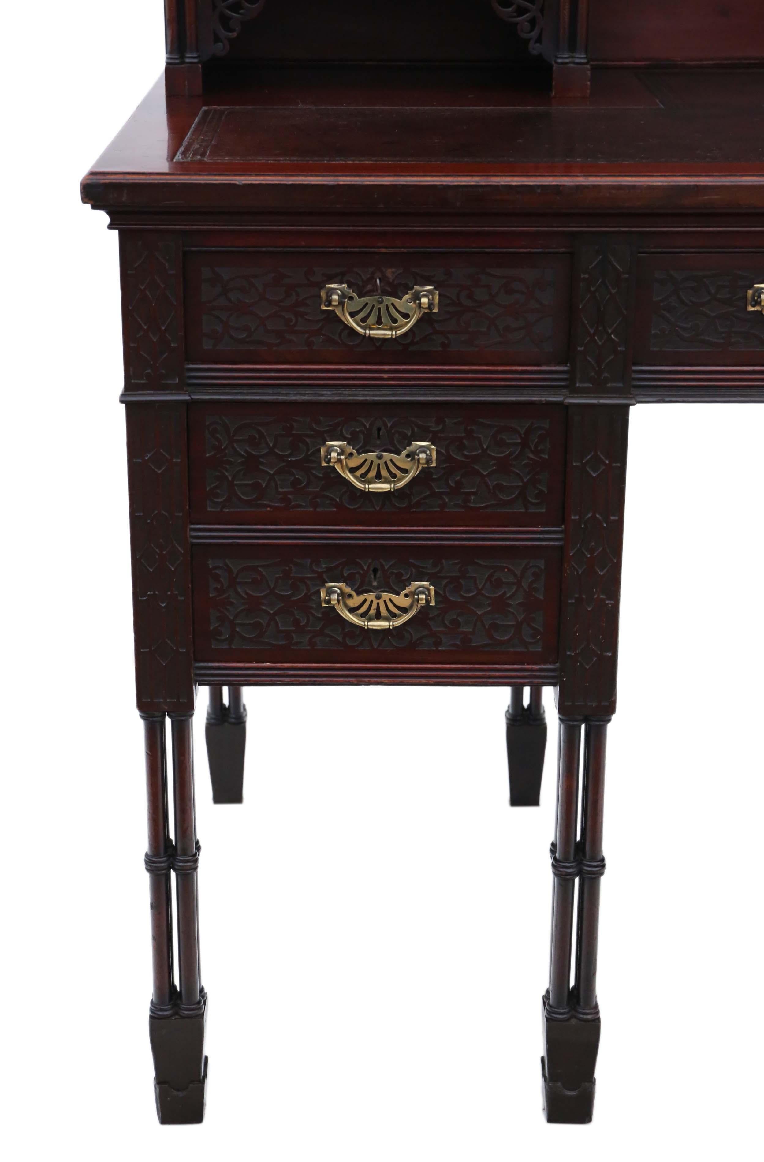 Antique Victorian Mahogany Twin Pedestal Desk Edwards & Roberts For Sale 4