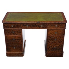 Antique Victorian Mahogany Twin Pedestal Desk Writing Dressing Table