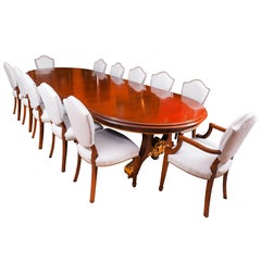 Antique Victorian Mahogany Twin Pedestal Dining Table &12 chairs 19th Century