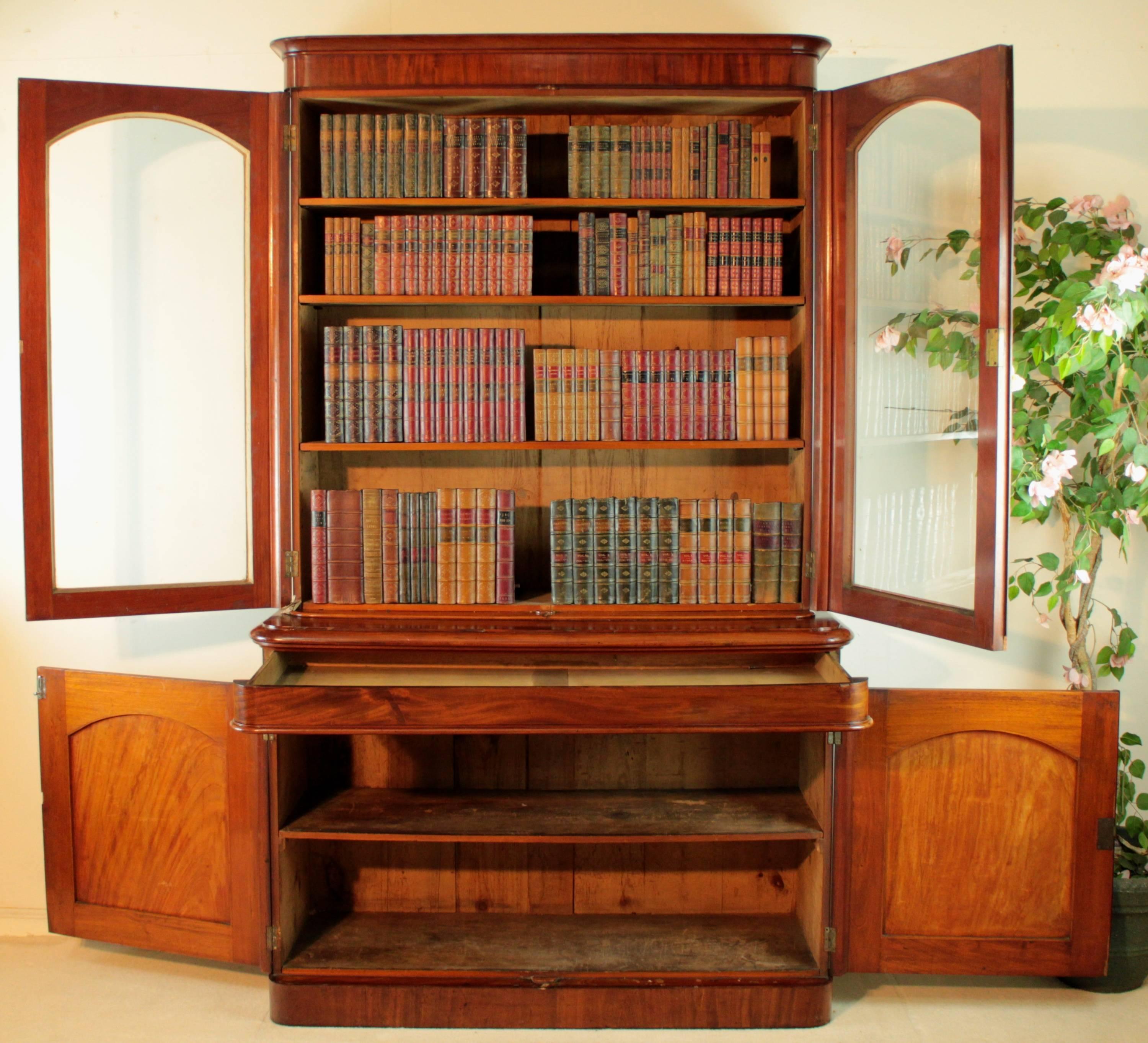 Antique Victorian Mahogany Two-Door Bookcase, English, circa 1870 5