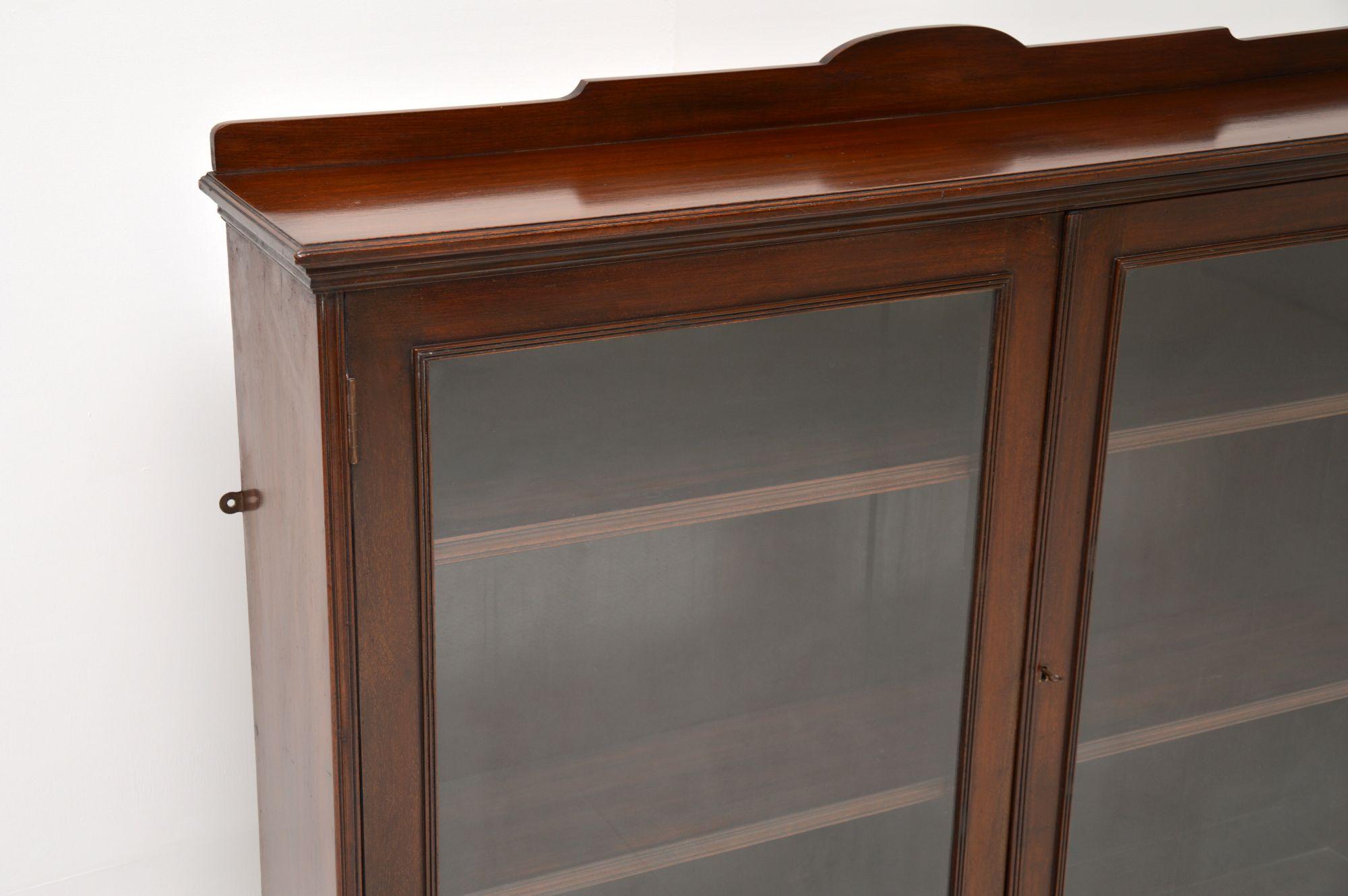 English Antique Victorian Mahogany Two-Door Bookcase