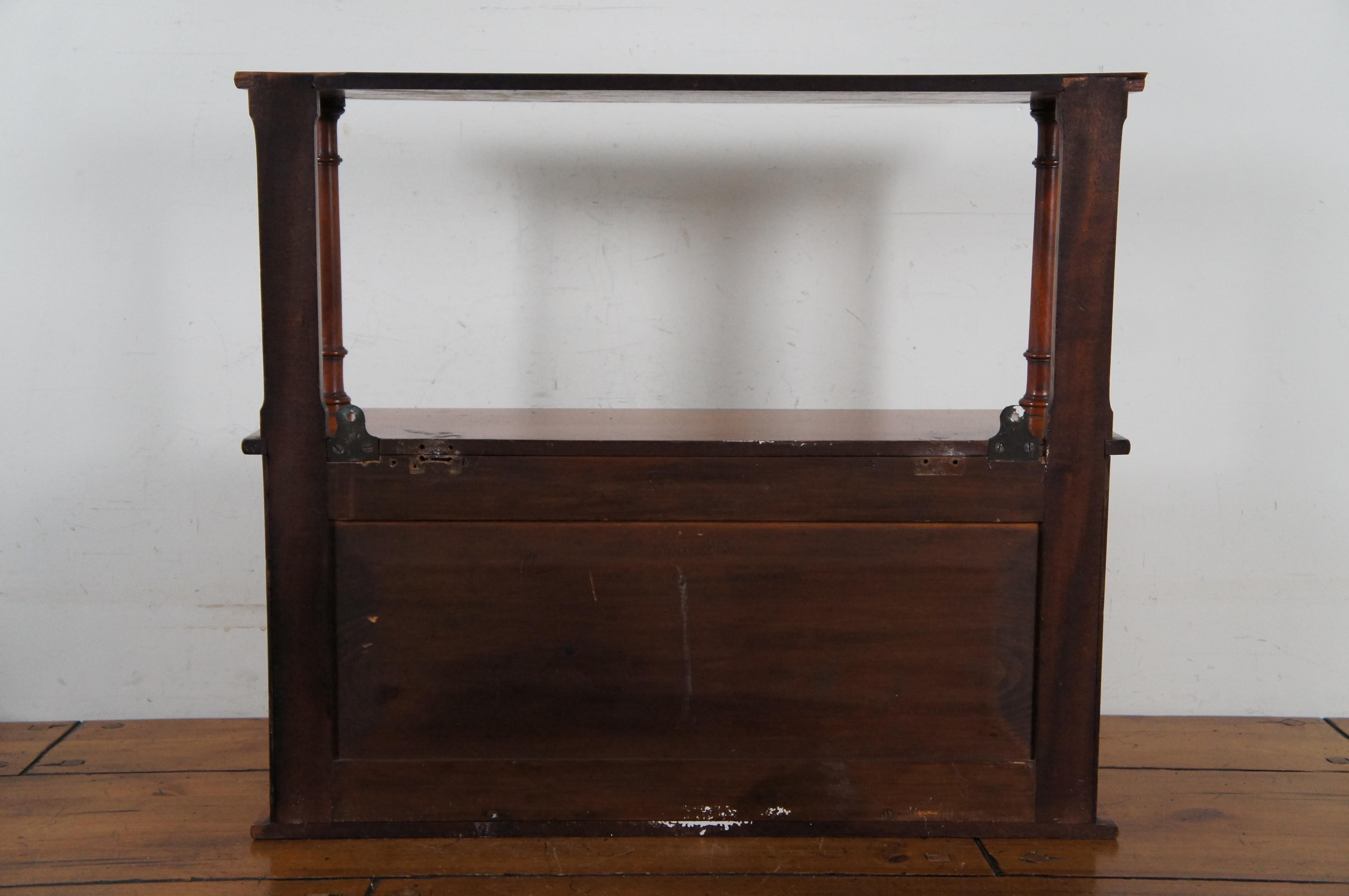 Antique Victorian Mahogany Two Tier Wall Hanging Display Cabinet Shelf 24