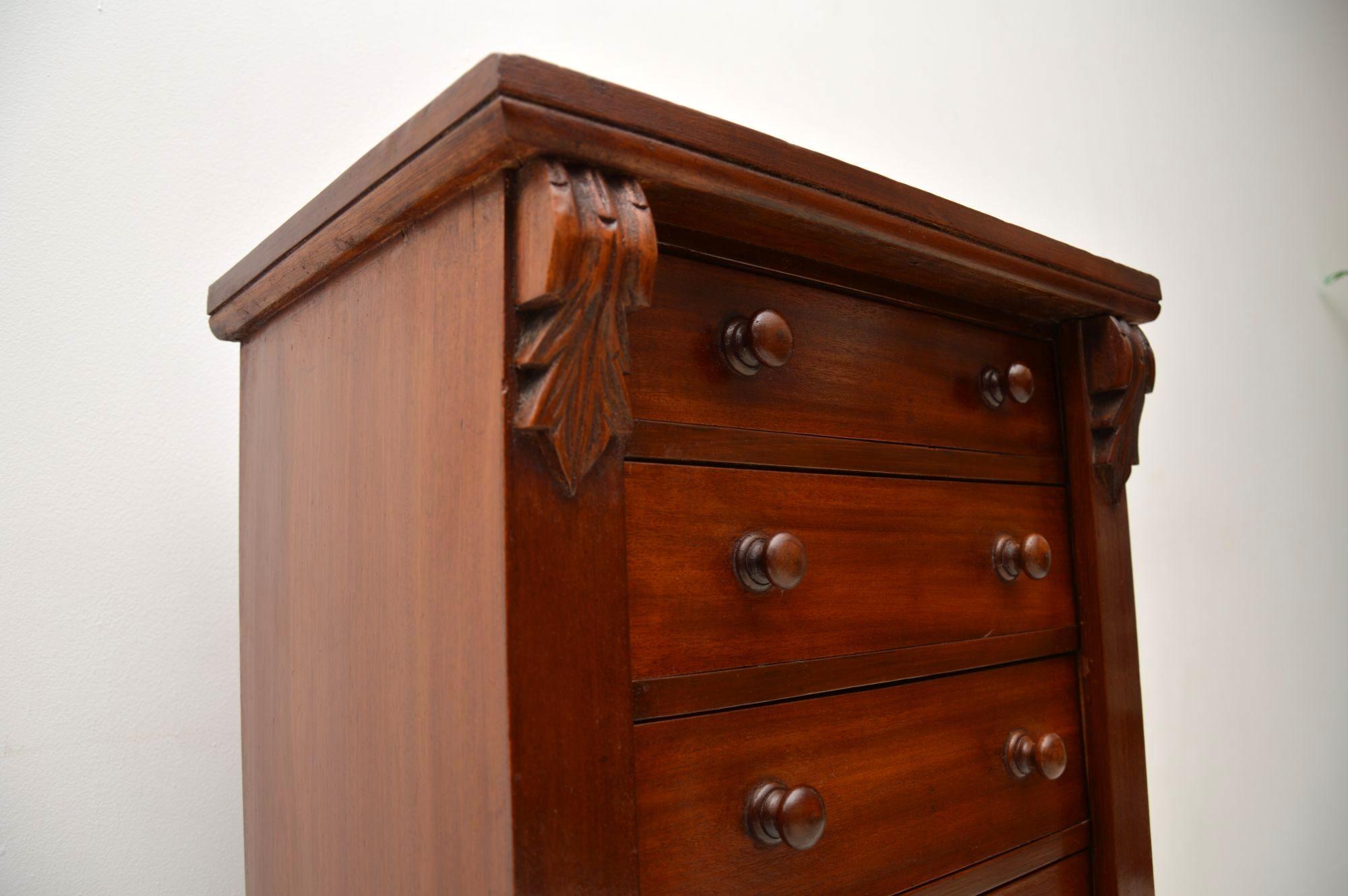 Antique Victorian Mahogany Wellington Chest of Drawers 5