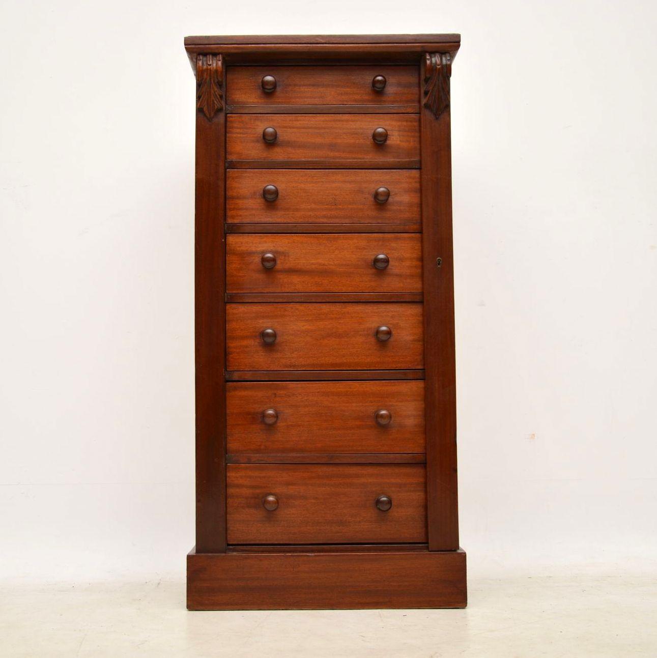 Antique Victorian Mahogany Wellington Chest of Drawers In Excellent Condition In London, GB