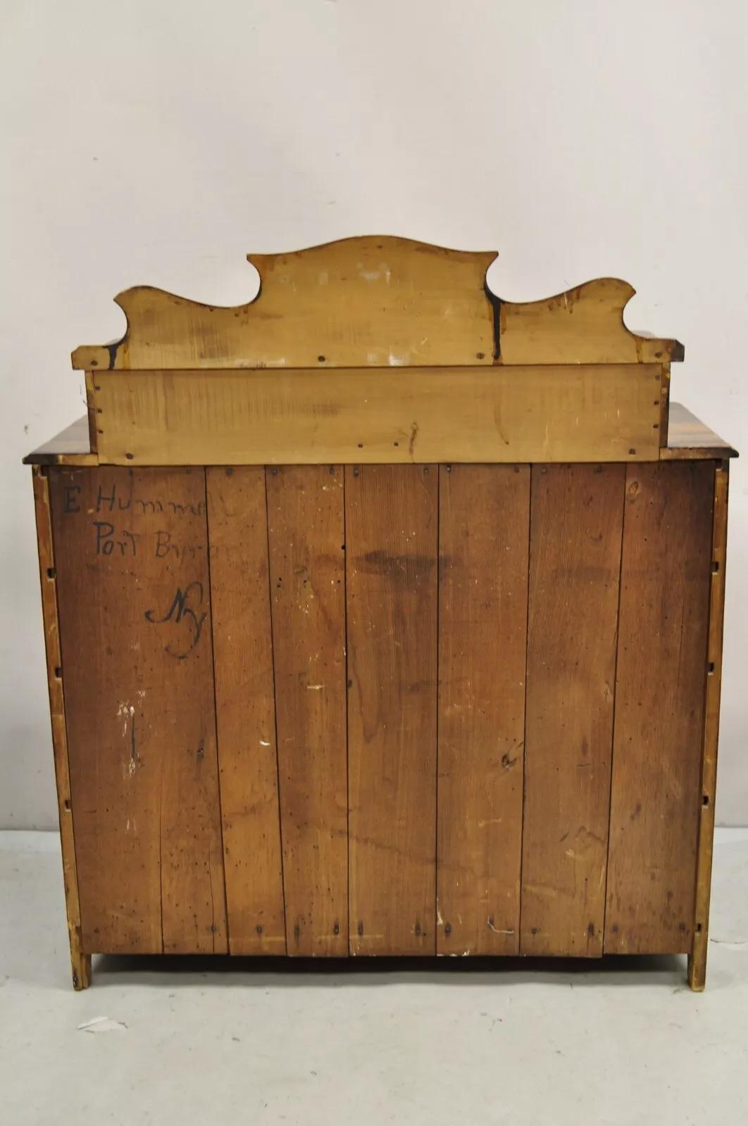 Antique Victorian Mahogany Wood Step Back Glove Box Chest on Chest Dresser 7