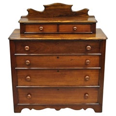 Antique Victorian Mahogany Wood Step Back Glove Box Chest on Chest Dresser