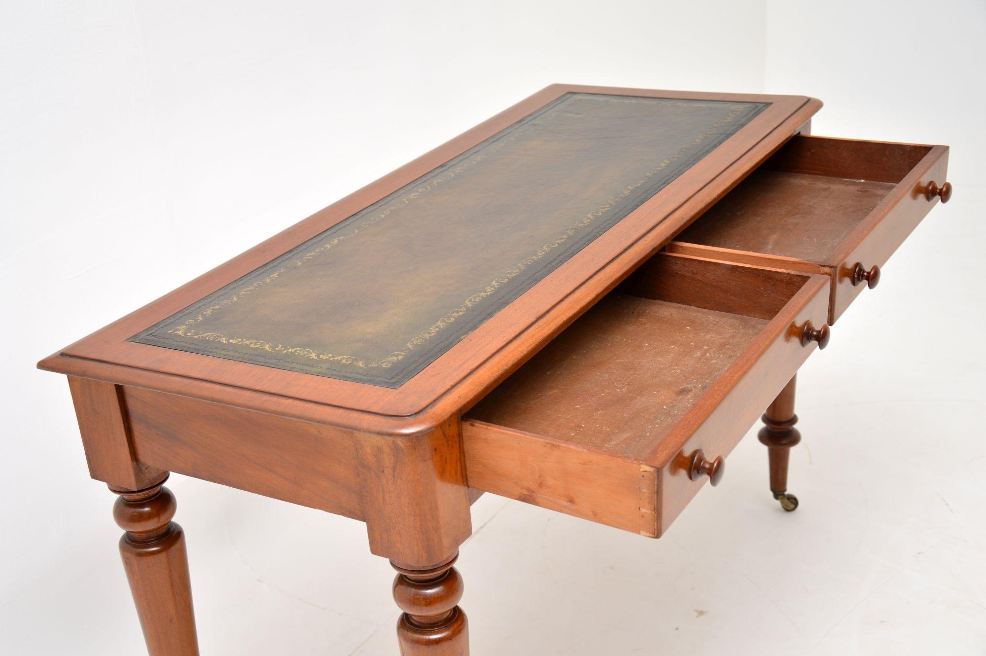 Leather Antique Victorian Mahogany Writing Table or Desk