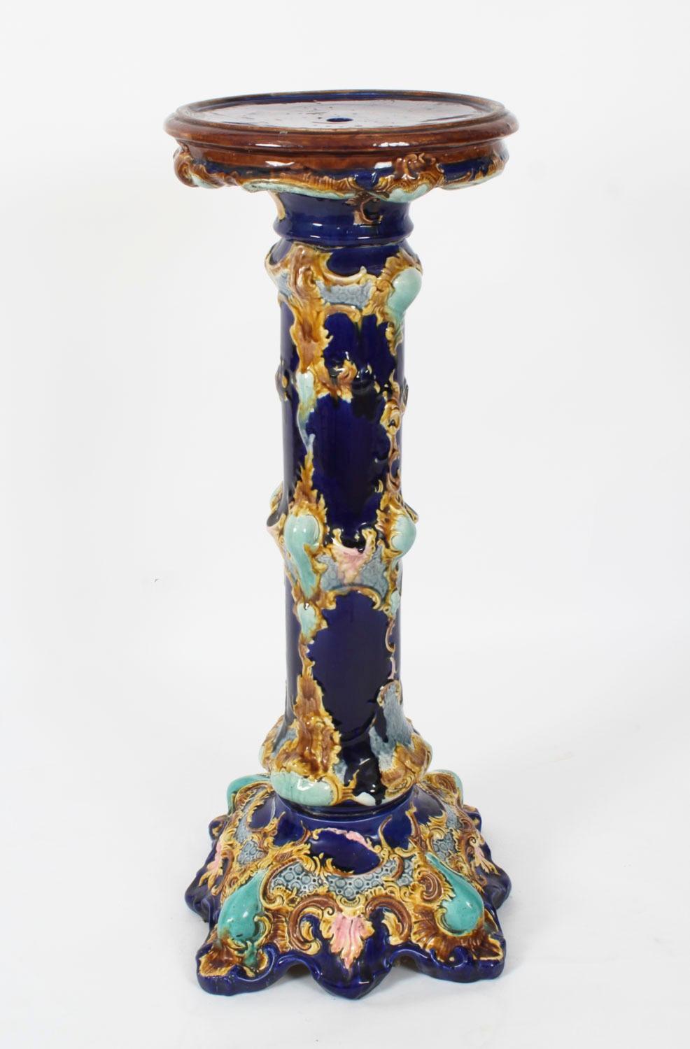 Antico Jardiniere vittoriano in maiolica su supporto del XIX secolo in vendita 6