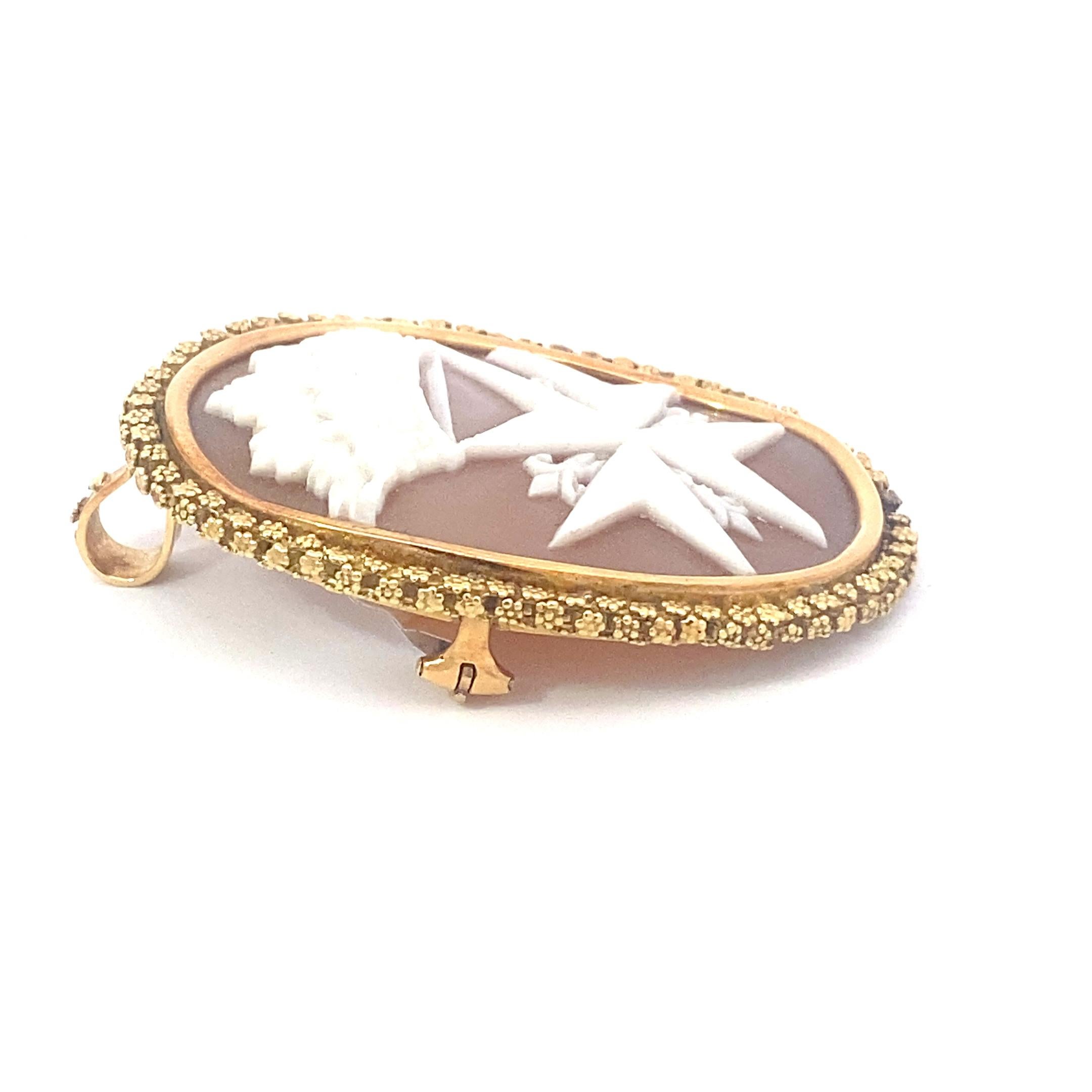Women's or Men's Antique Victorian Maltese Cross and Crown Brooch For Sale
