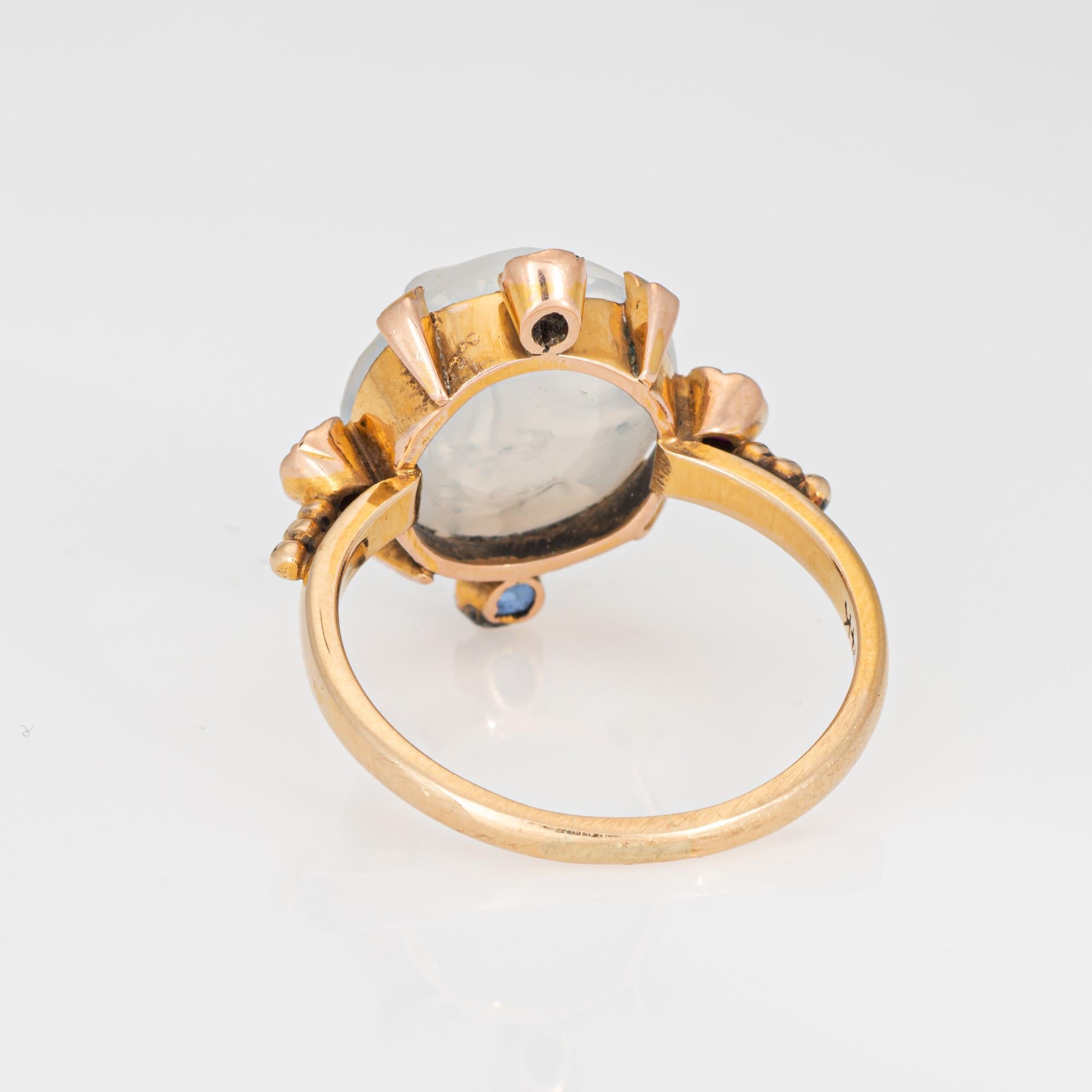 Antike viktorianische Mann im Mond Mondstein Edelstein Ring 14k Gelbgold 6,75 Damen im Angebot