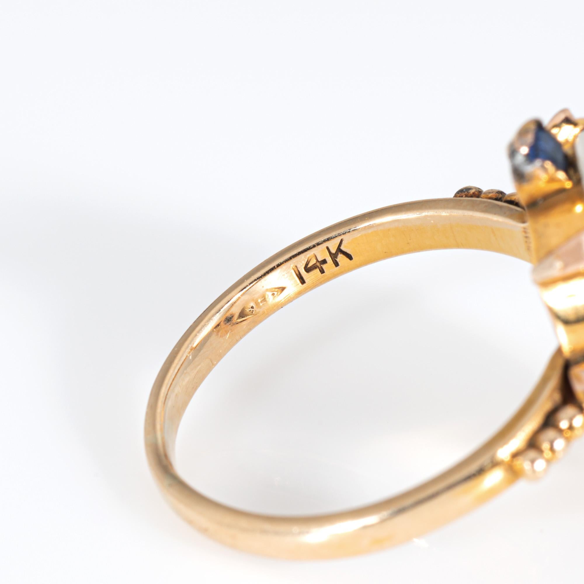 Antike viktorianische Mann im Mond Mondstein Edelstein Ring 14k Gelbgold 6,75 im Angebot 2