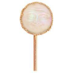 Antique Victorian "Man In The Moonstone" Stick Pin