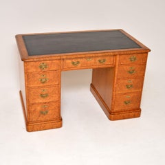 Antique Victorian Maple Pedestal Desk