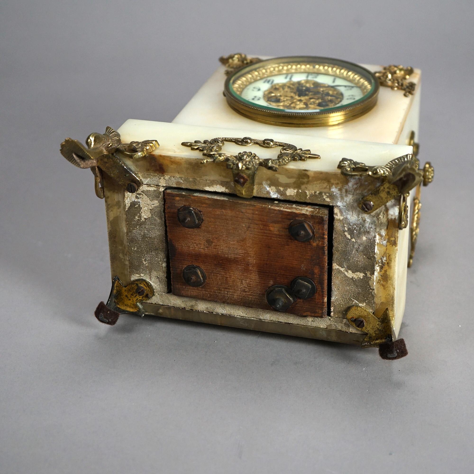 Antique Victorian Marble & Bronze Carriage Clock C1880 6