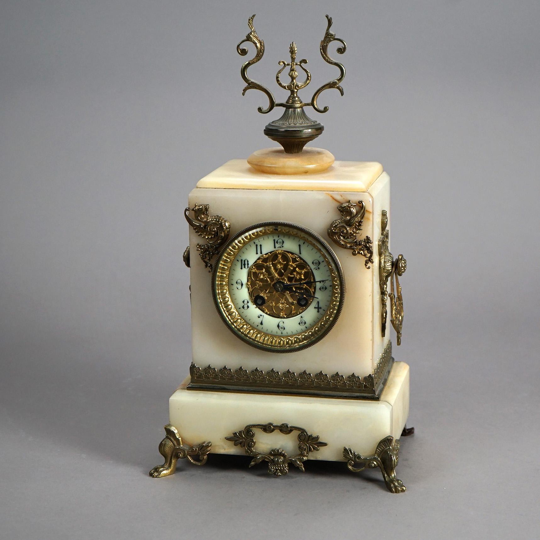 Antique Victorian Marble & Bronze Carriage Clock C1880 In Good Condition In Big Flats, NY