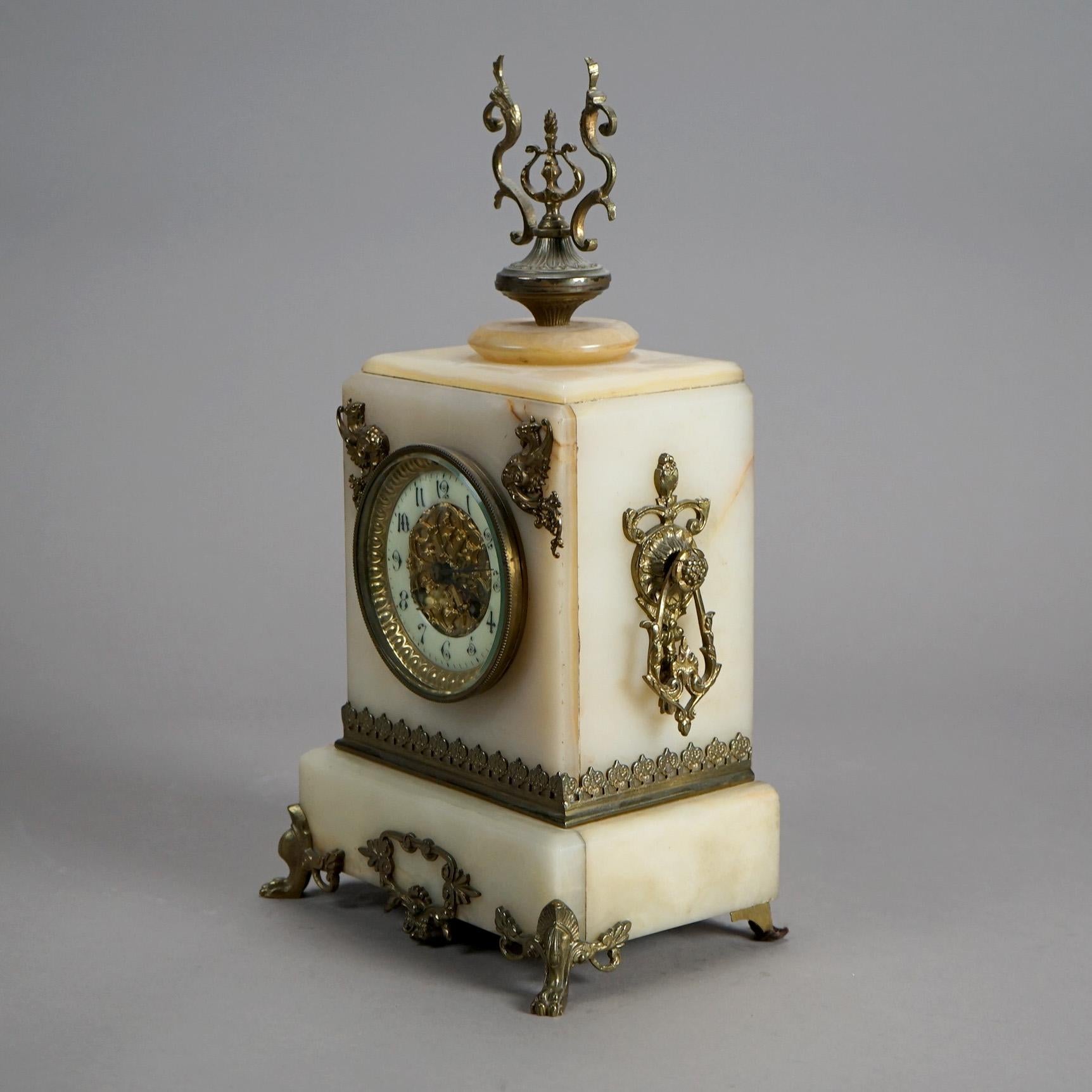 19th Century Antique Victorian Marble & Bronze Carriage Clock C1880