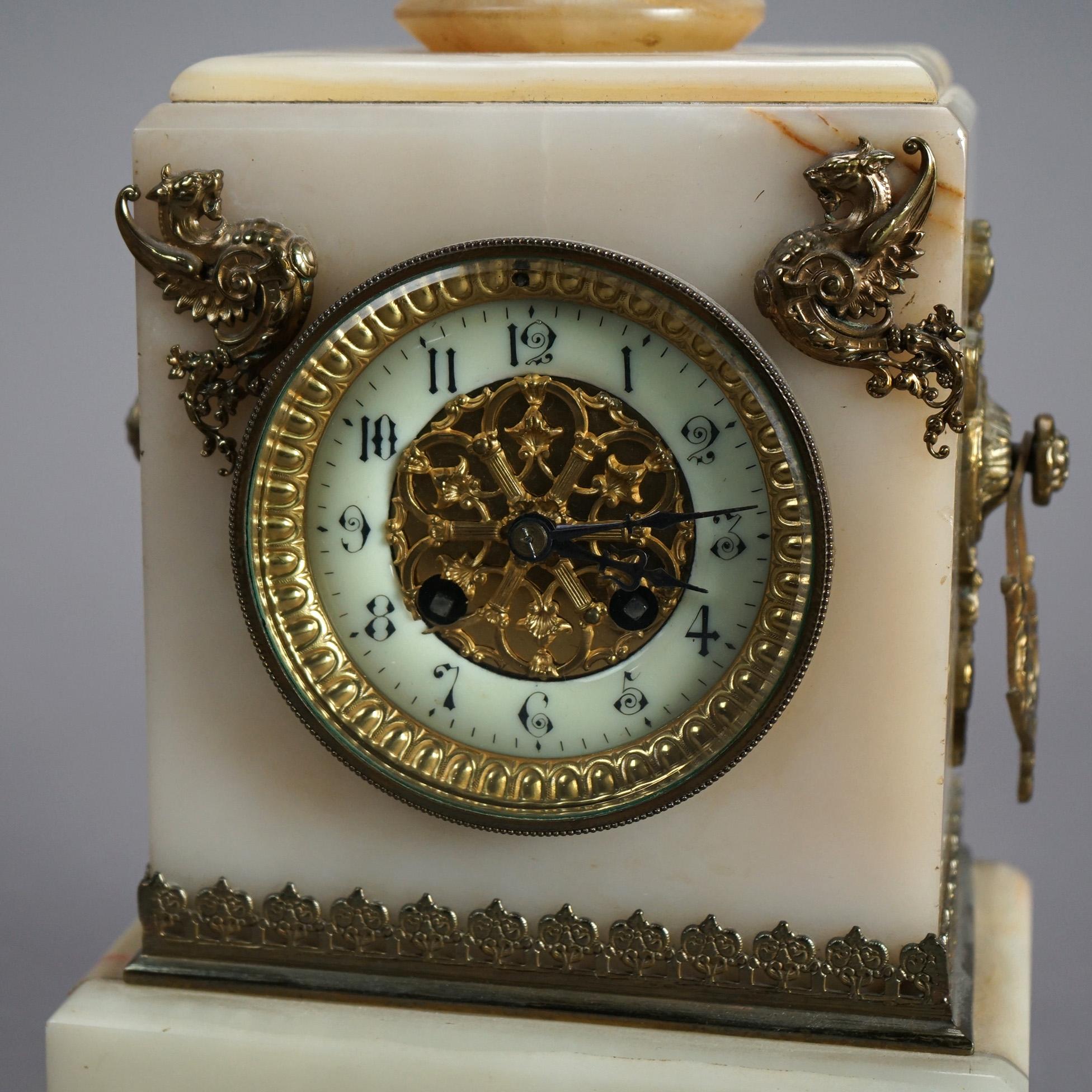 Antique Victorian Marble & Bronze Carriage Clock C1880 1