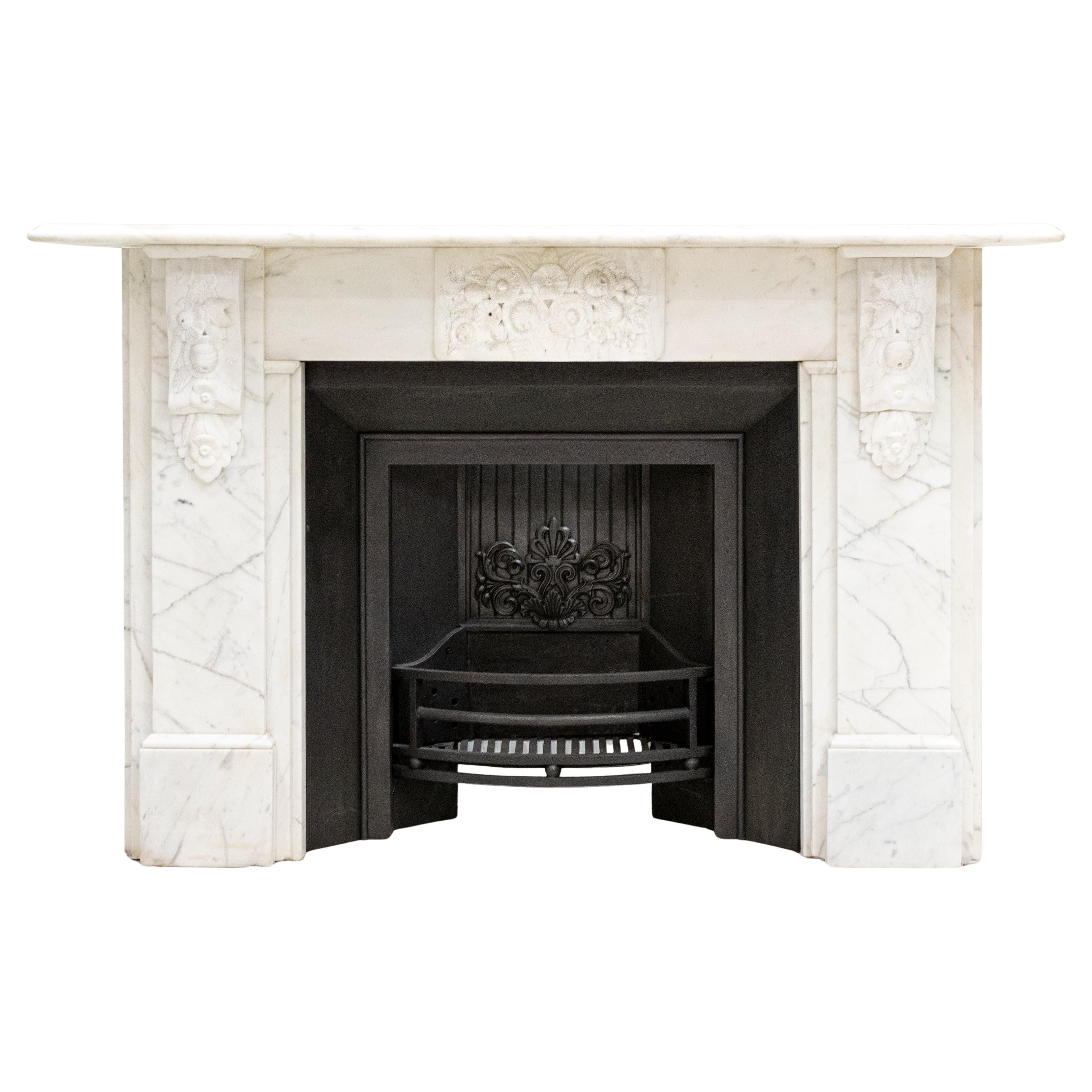 Antique Victorian Marble Carved Corbel Fireplace Surround im Angebot