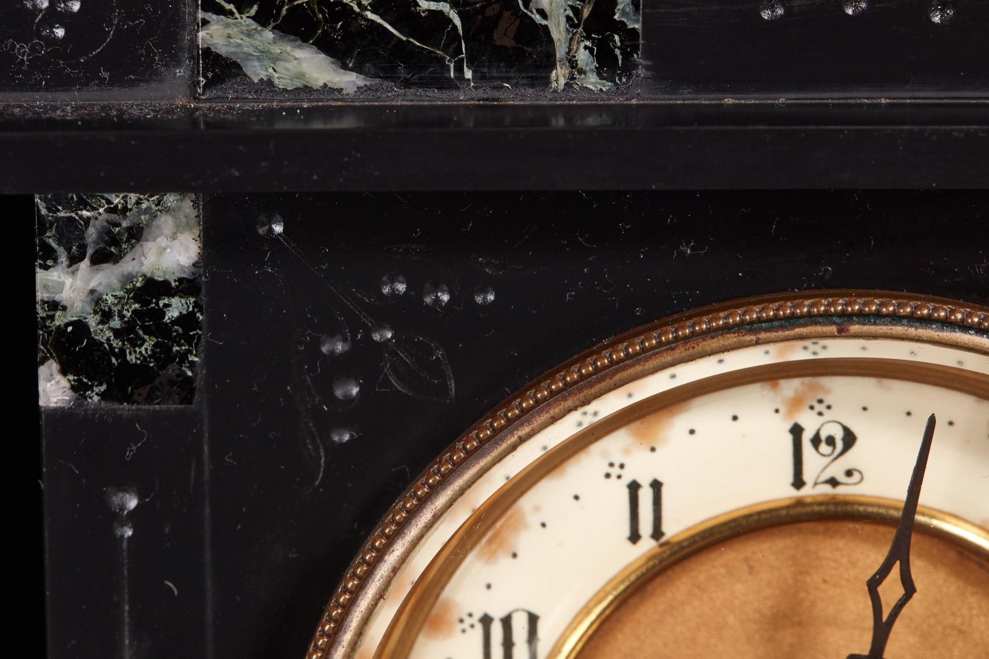 19th Century Antique Victorian Marble Eight Day Striking Mantel Clock