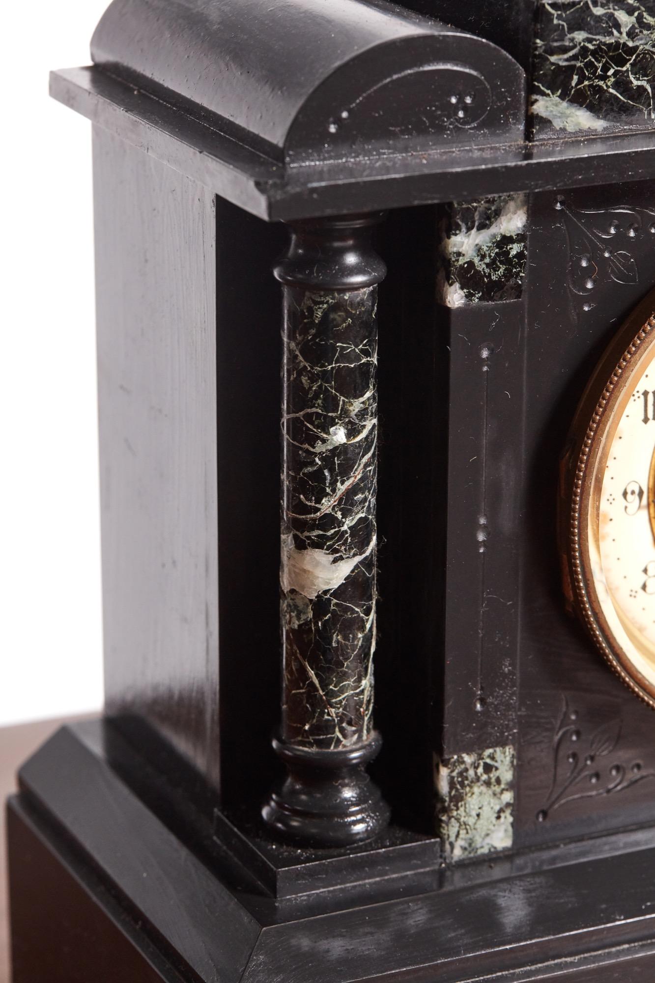 Antique Victorian Marble Eight Day Striking Mantel Clock 1