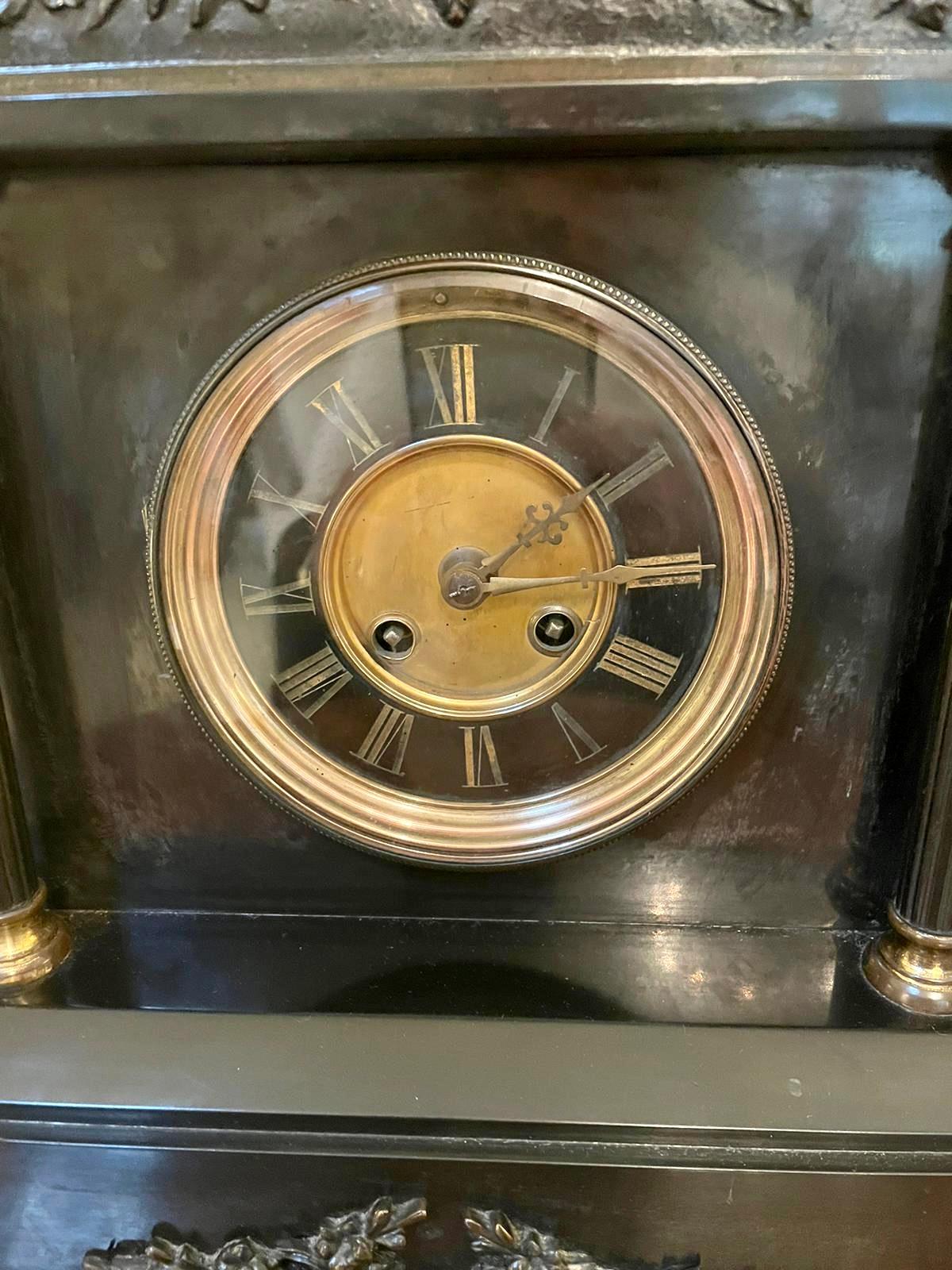 English Antique Victorian Marble Mantel Clock