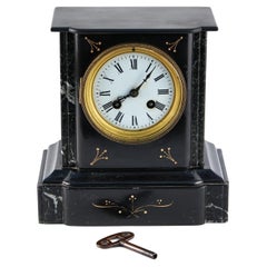 Antique Victorian Marble Mantel Clock with Original Key