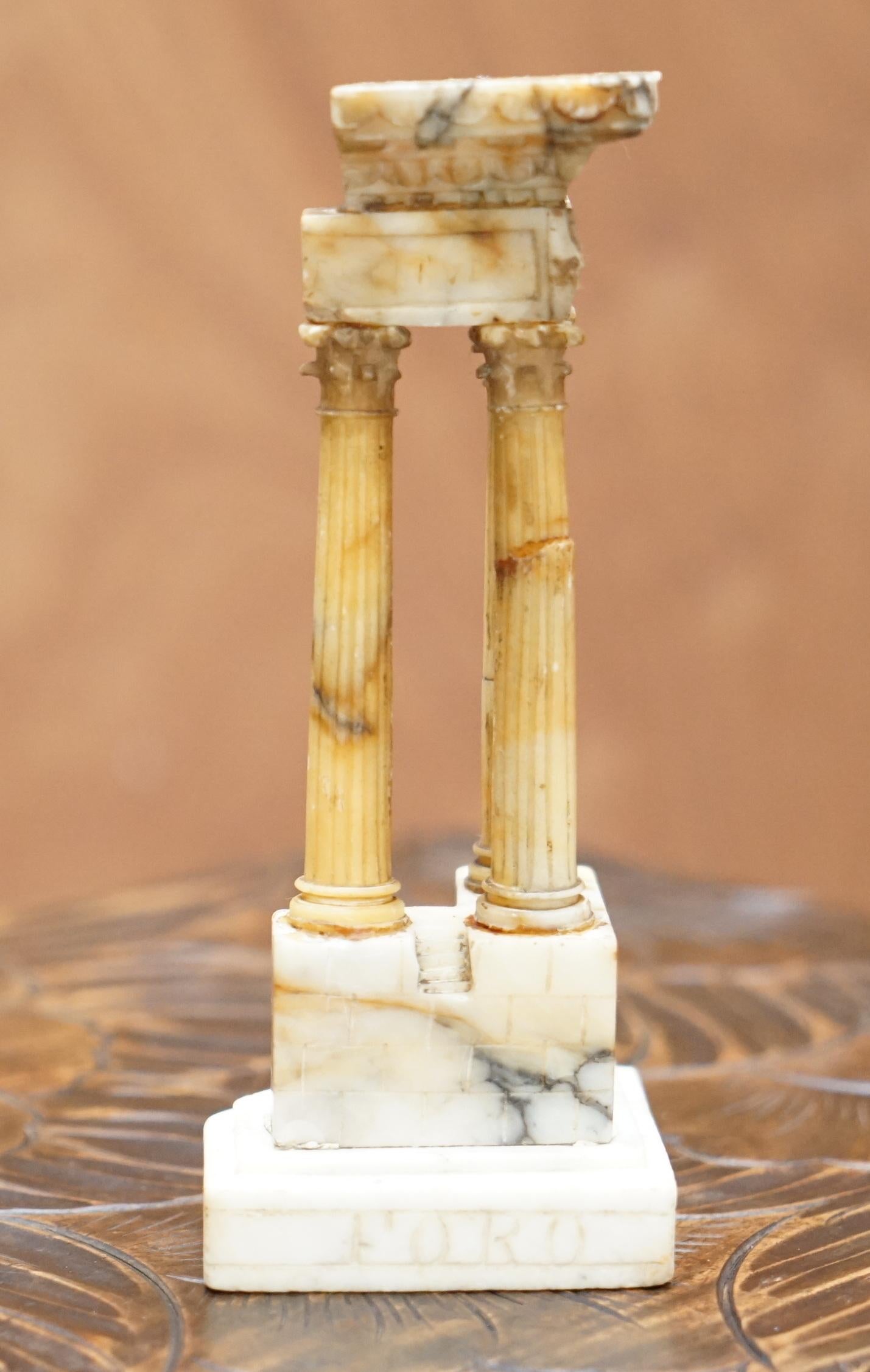 19th Century Antique Victorian Marble Roman Ruins Grand Tour Statue Sculpture Columns Pillars For Sale