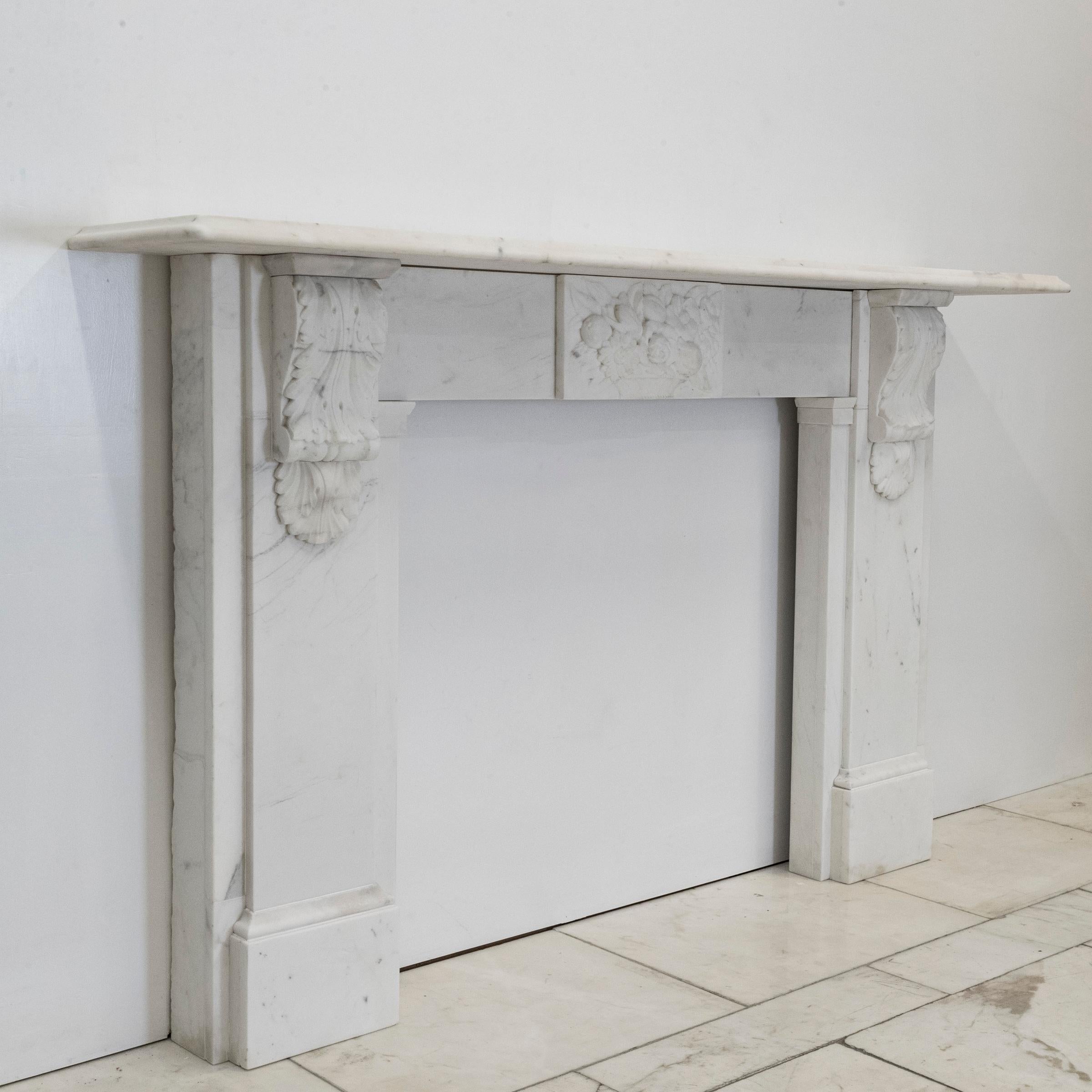 Antique Victorian Marble Surround with Ornate Carved Corbels For Sale 7