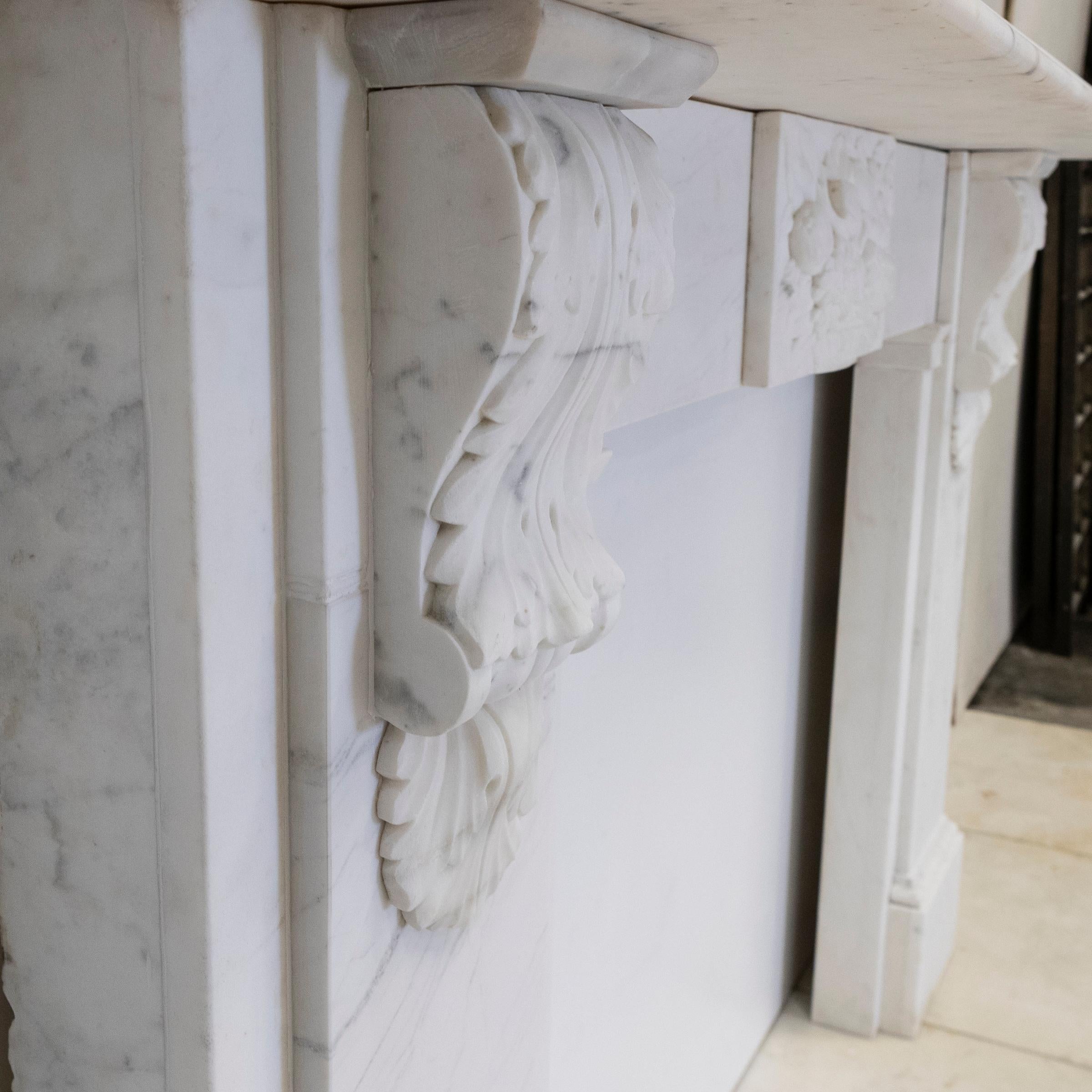 Antique Victorian Marble Surround with Ornate Carved Corbels For Sale 2