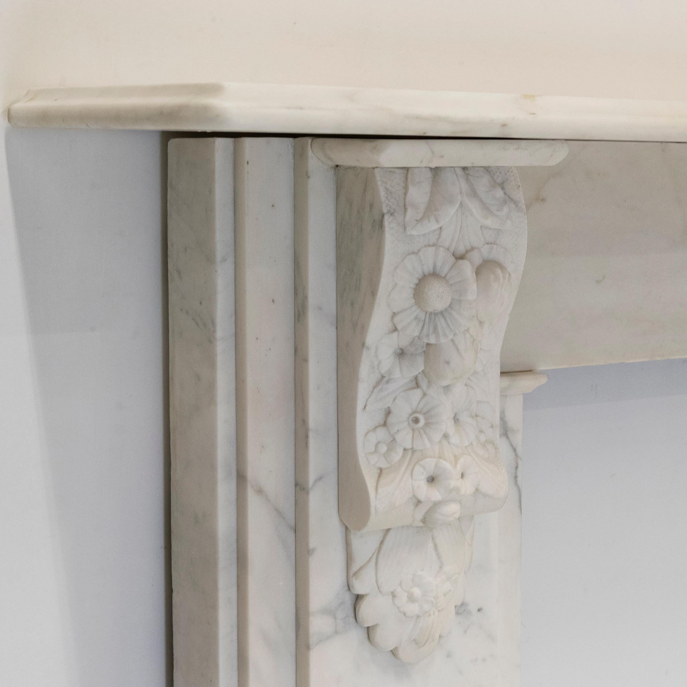 Antique Victorian Marble Surround with Ornate Carved Corbels For Sale 2