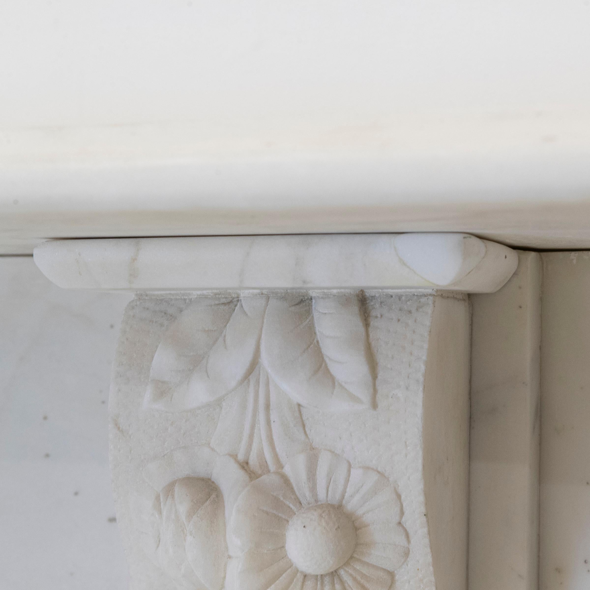 Antique Victorian Marble Surround with Ornate Carved Corbels For Sale 3