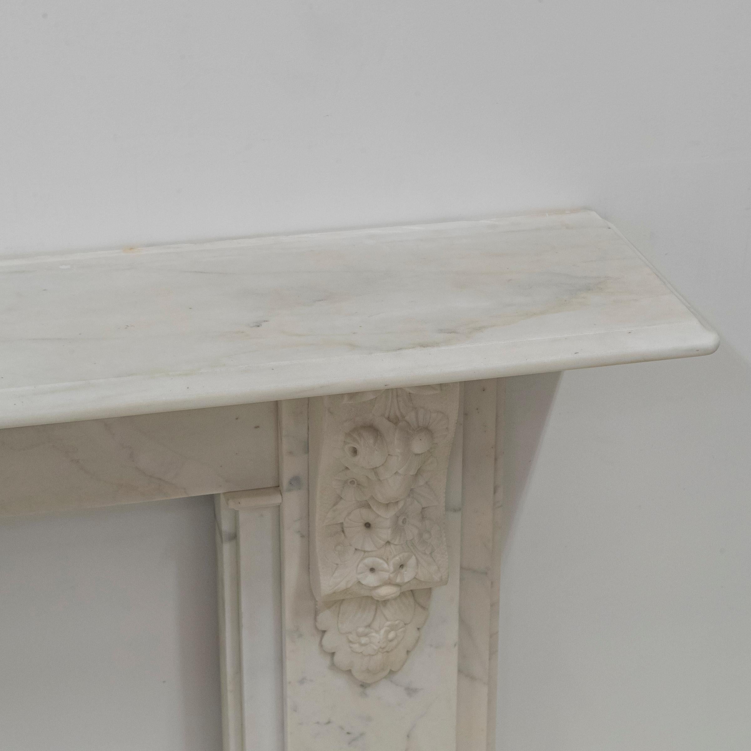 Antique Victorian Marble Surround with Ornate Carved Corbels For Sale 4