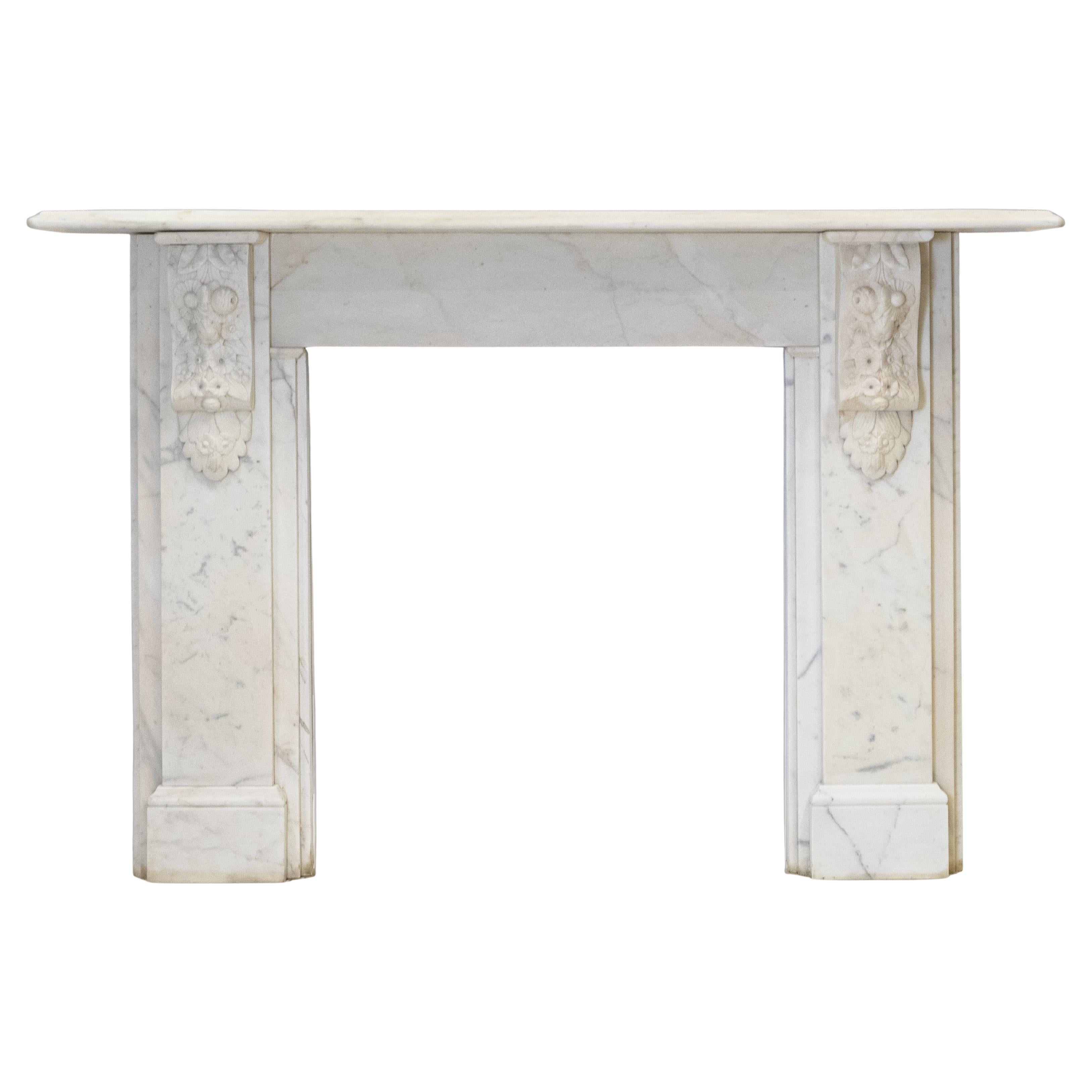 Antique Victorian Marble Surround with Ornate Carved Corbels