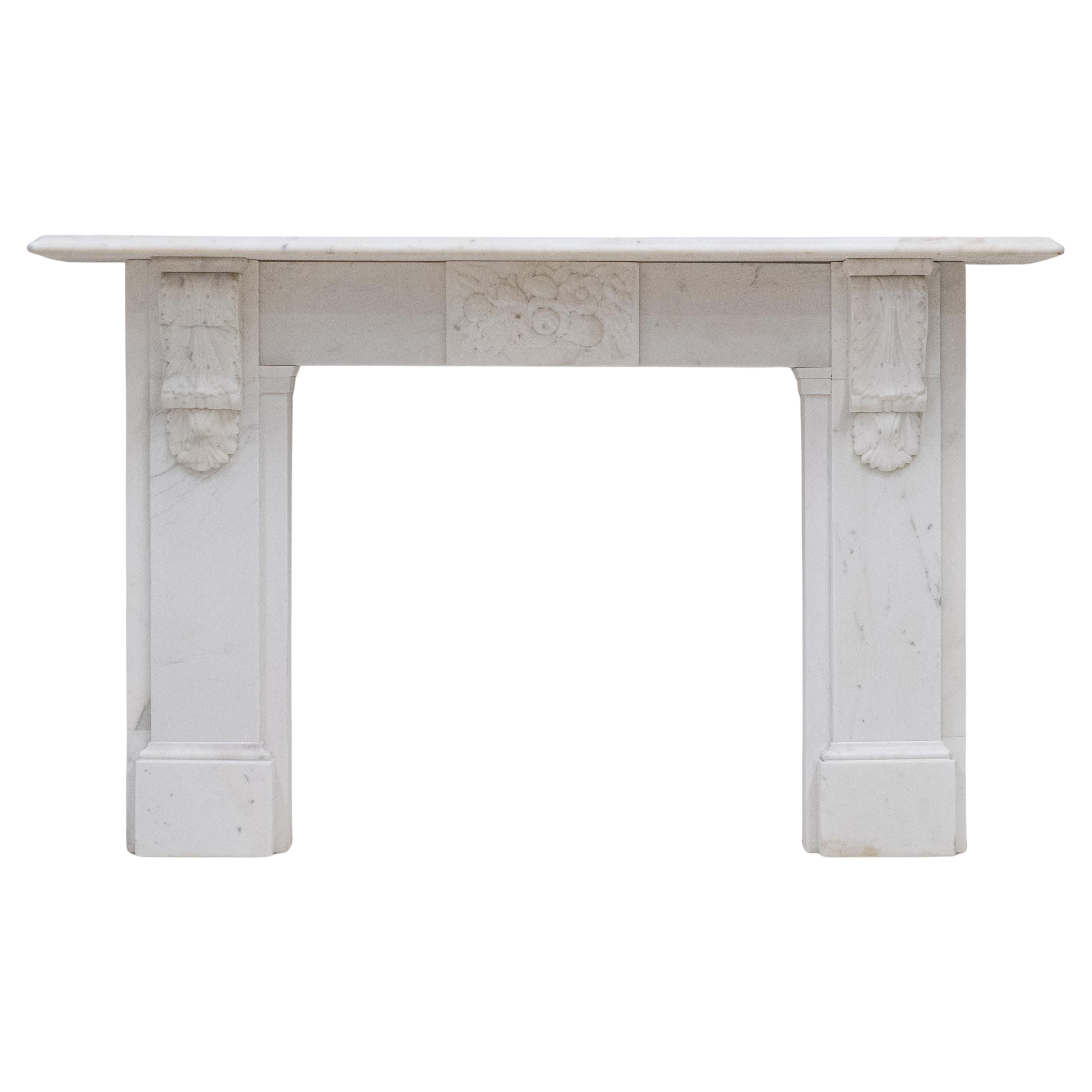 Antique Victorian Marble Surround with Ornate Carved Corbels For Sale