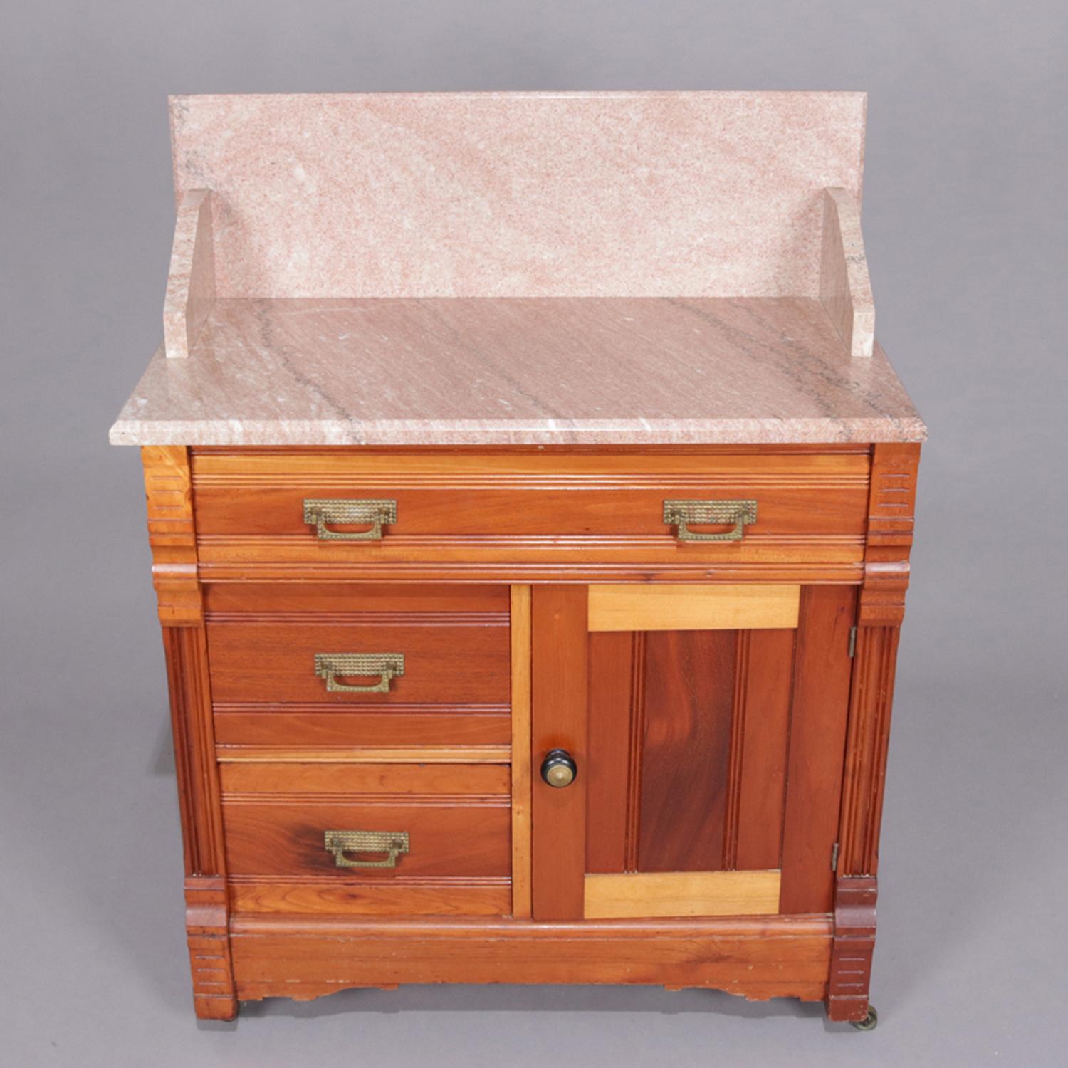 antique walnut washstand with marble top