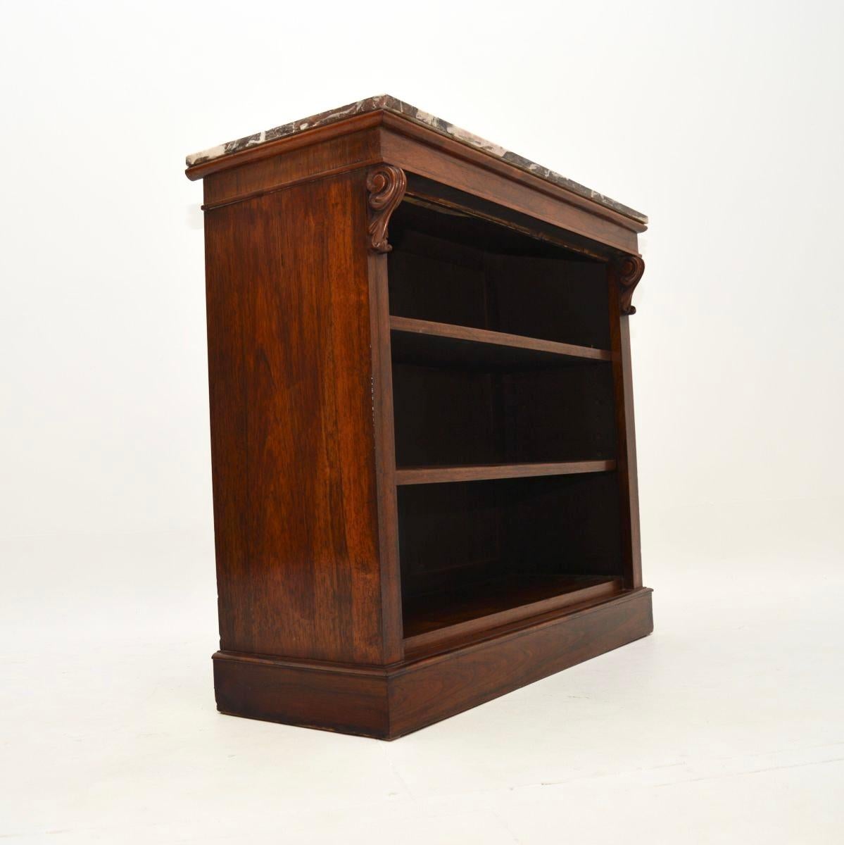British Antique Victorian Marble Top Bookcase For Sale
