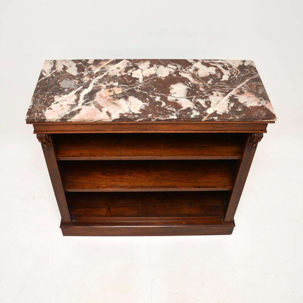 Mid-19th Century Antique Victorian Marble Top Bookcase For Sale