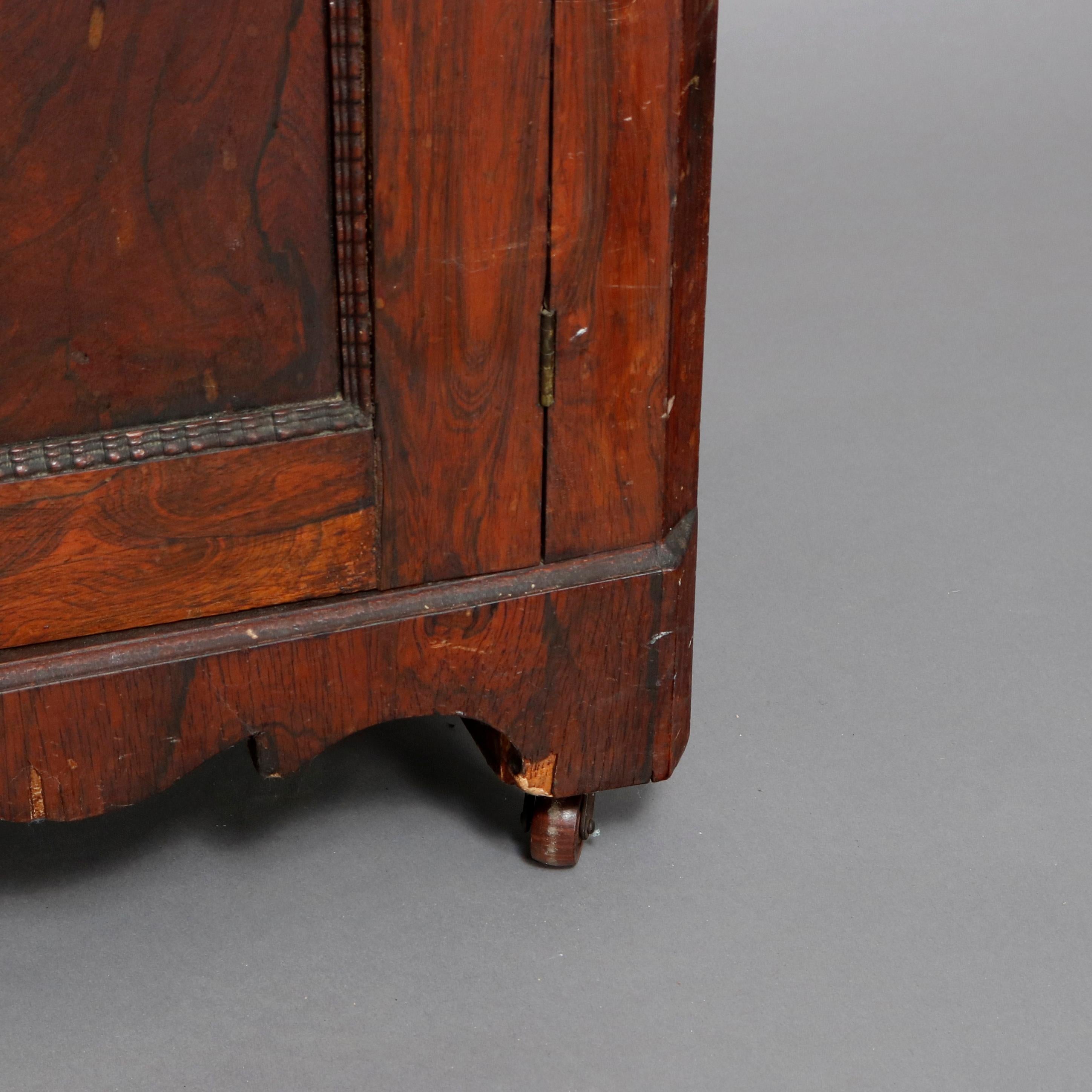 Antique Victorian Marble Top Burl Walnut Half-Commode Cabinet, 19th Century 2