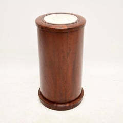 Antique Victorian Marble Top Cylinder Pedestal Cabinet