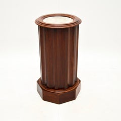 Antique Victorian Marble Top Cylinder Pedestal Cabinet