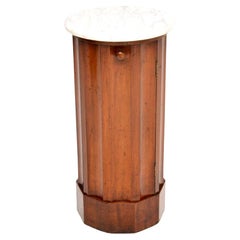 Antique Victorian Marble Top Cylinder Pedestal Cabinet