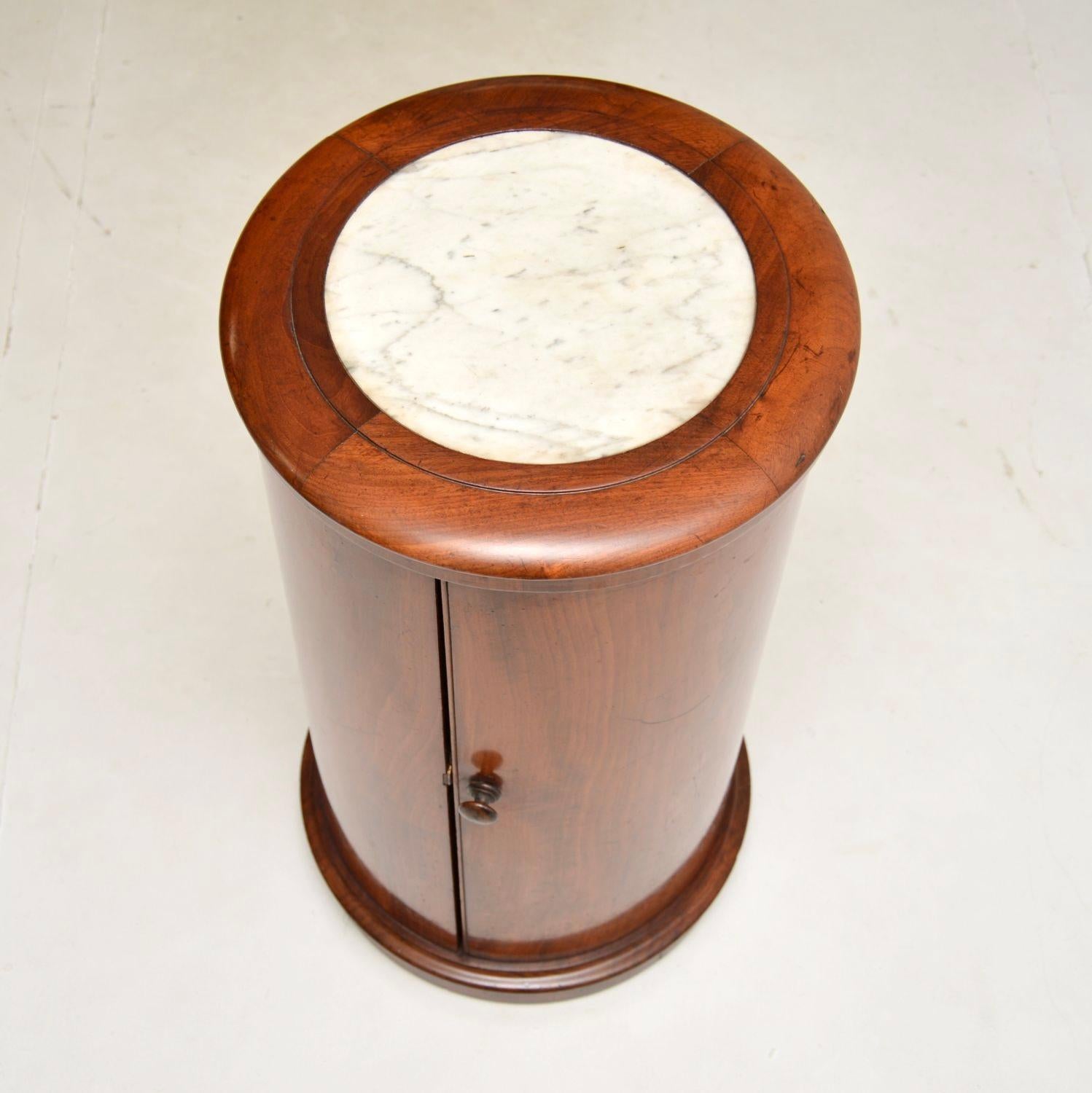 Antique Victorian Marble Top Cylinder Pedestal Cabinet 1